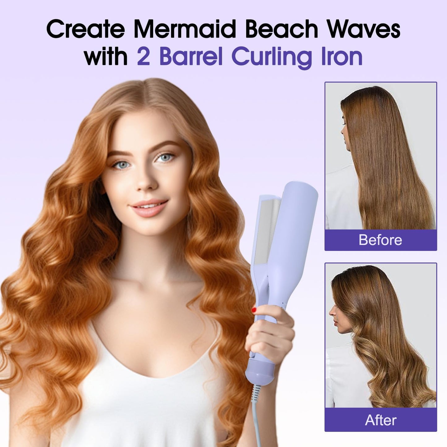 Yueying 1.4" Purple Ceramic Tourmaline Hair Curling Iron for All Types DEMO