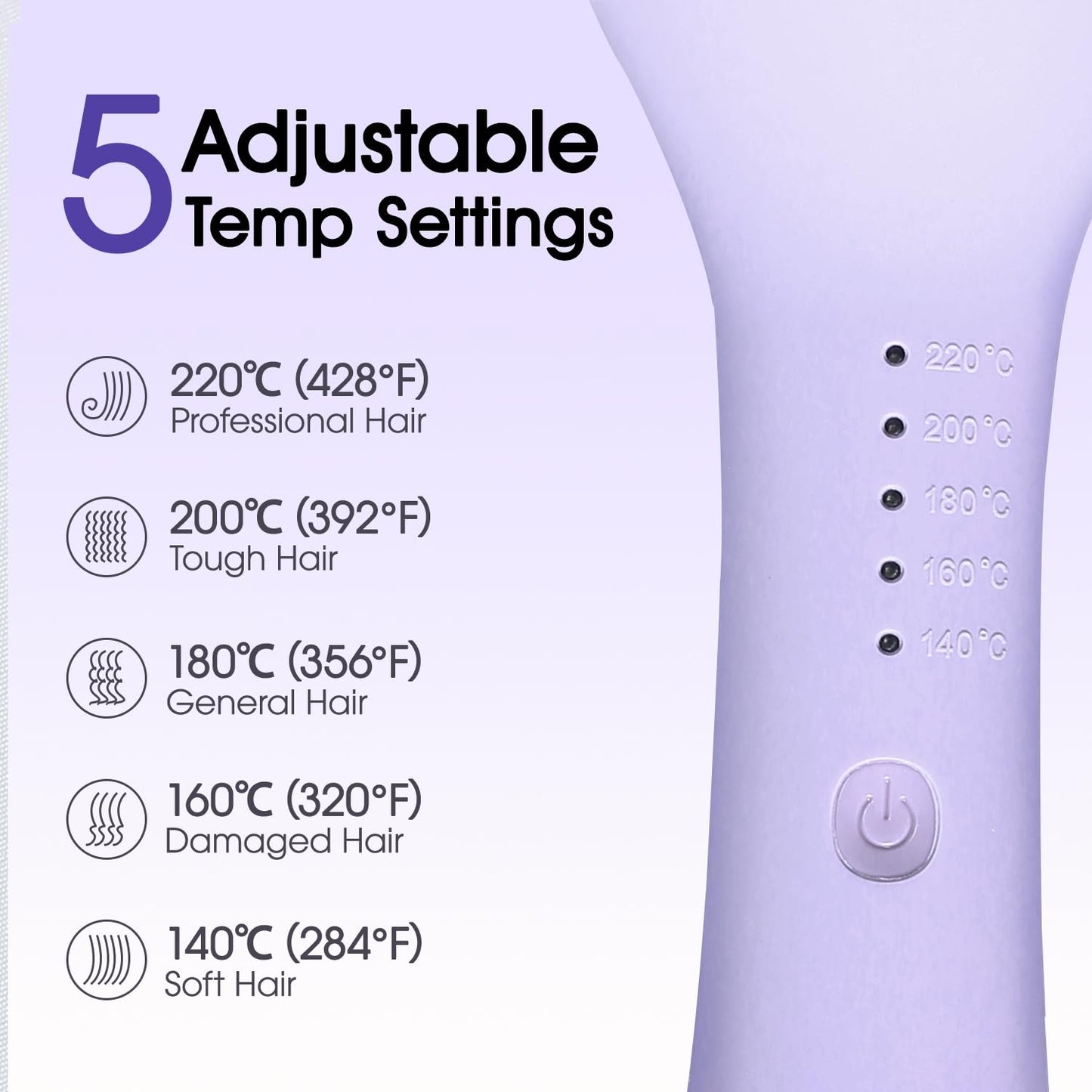 Yueying 1.4" Purple Ceramic Tourmaline Hair Curling Iron for All Types DEMO