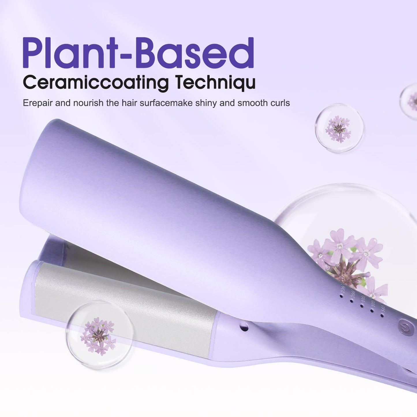 Yueying 1.4" Purple Ceramic Tourmaline Hair Curling Iron for All Types DEMO