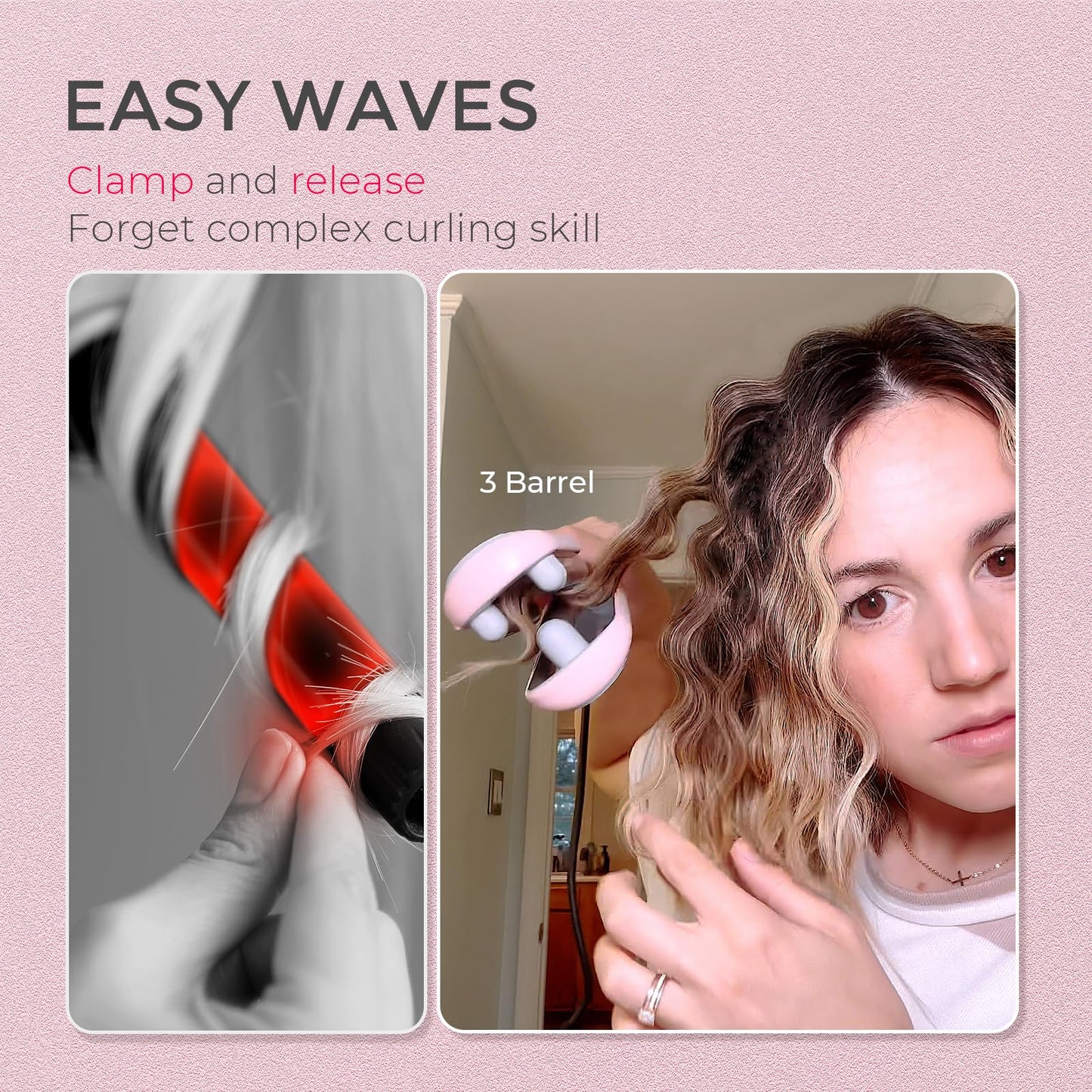 TYMO 25mm Ceramic Wavy Hair Crimper Tool for Effortless Beach Waves in DEMO