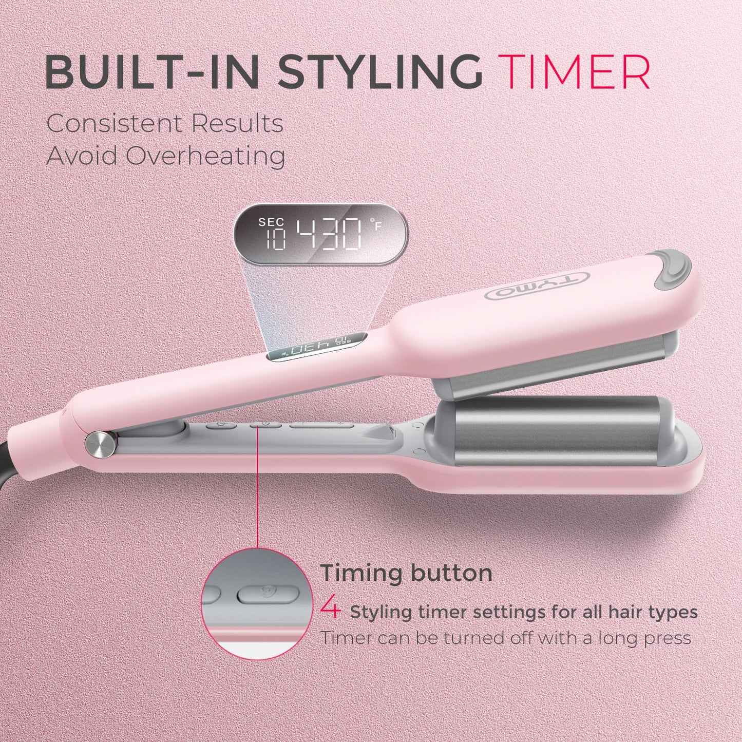 TYMO 25mm Ceramic Wavy Hair Crimper Tool for Effortless Beach Waves in DEMO