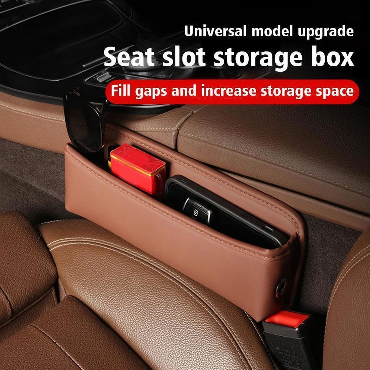 Black Car Seat Gap Filler Organizer Storage Tray for Vehicles NEW
