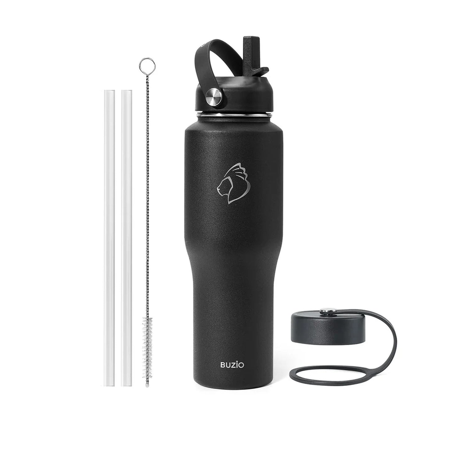 BUZIO 32 oz Stainless Steel Insulated Sports Water Bottle Fits Car Cup Size NEW