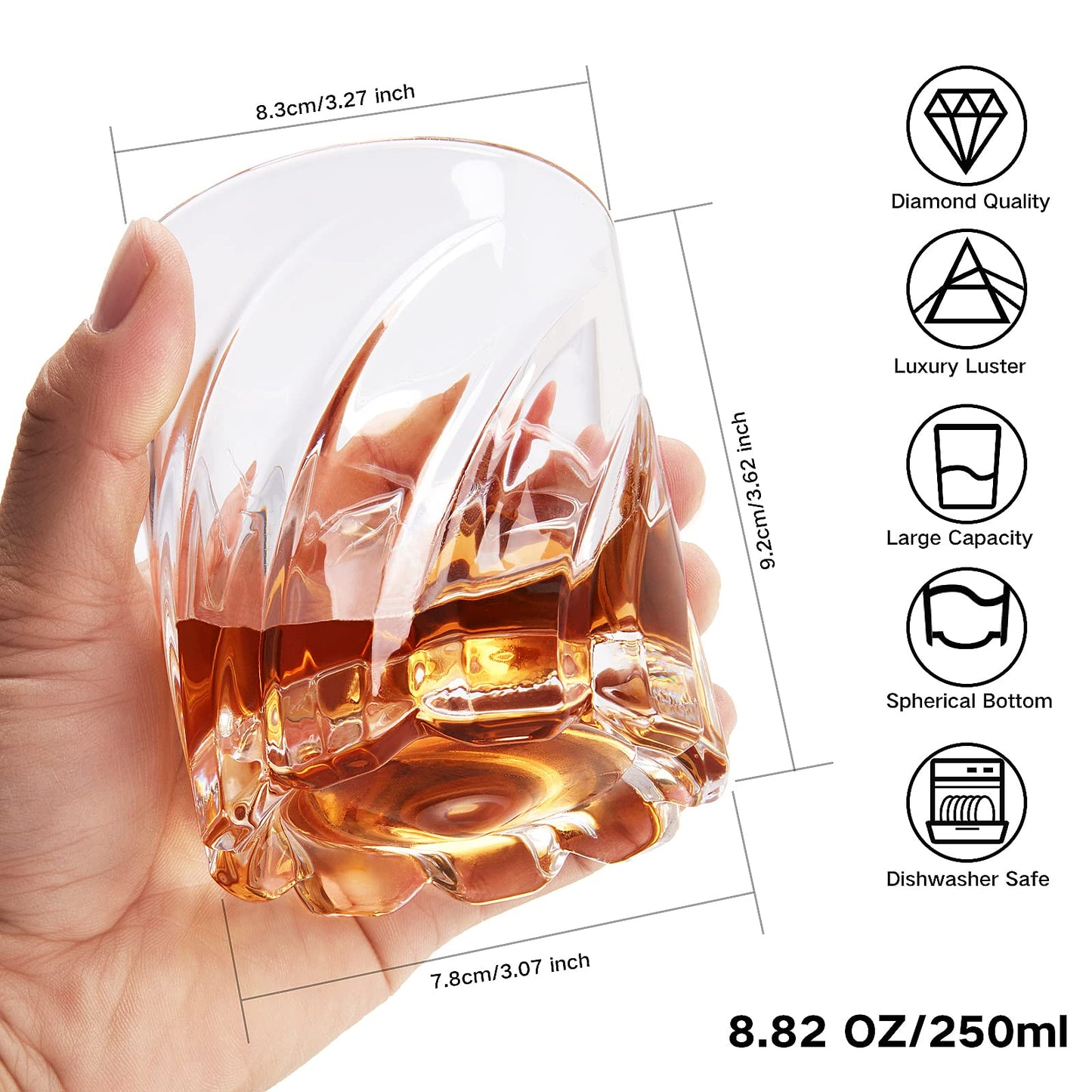 MCHERRY Whiskey Glassware Set of 4 with Iceball Molds Transparent Standard NEW