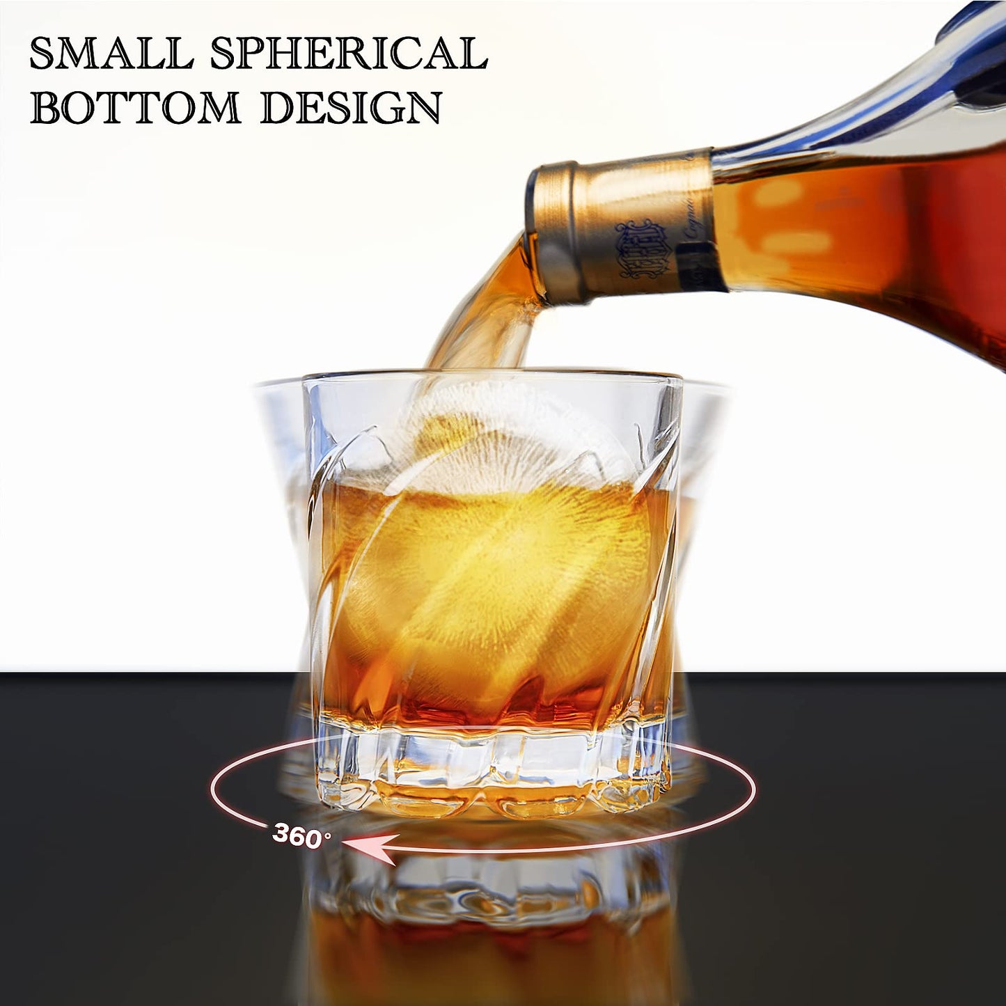 MCHERRY Whiskey Glassware Set of 4 with Iceball Molds Transparent Standard NEW