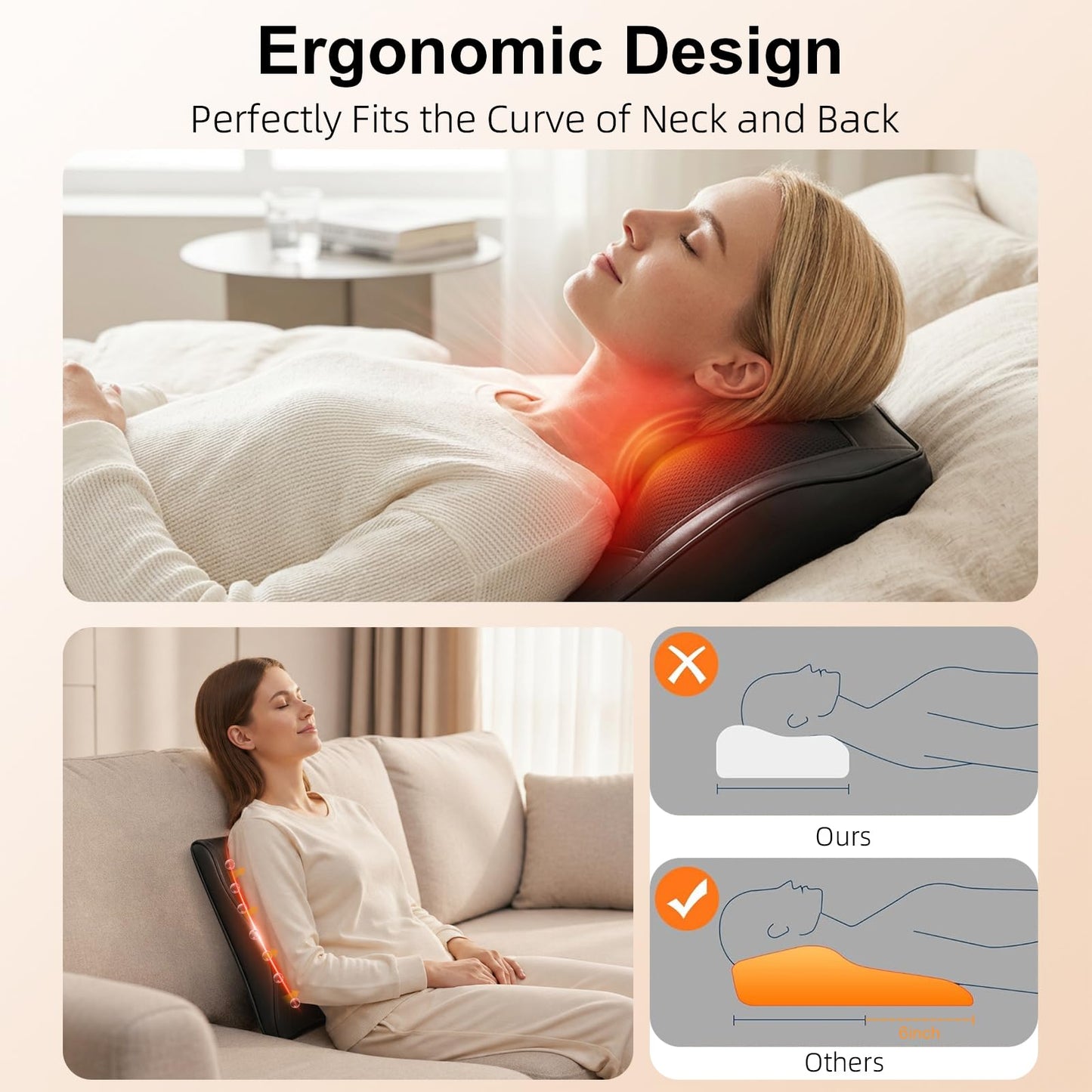 3D Kneading Massage Pillow for Neck, Back & Shoulder Pain Relief Electric NEW
