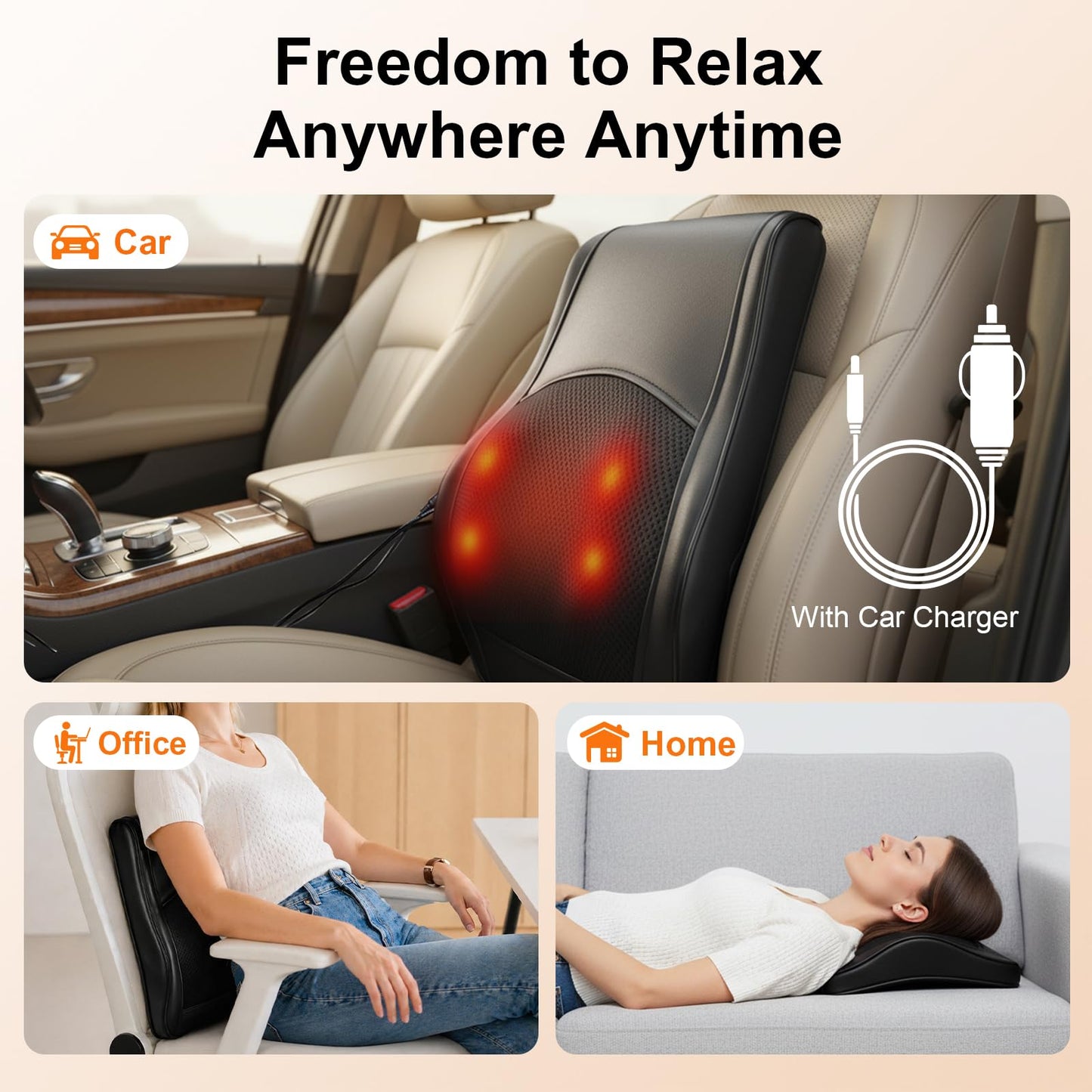 3D Kneading Massage Pillow for Neck, Back & Shoulder Pain Relief Electric NEW