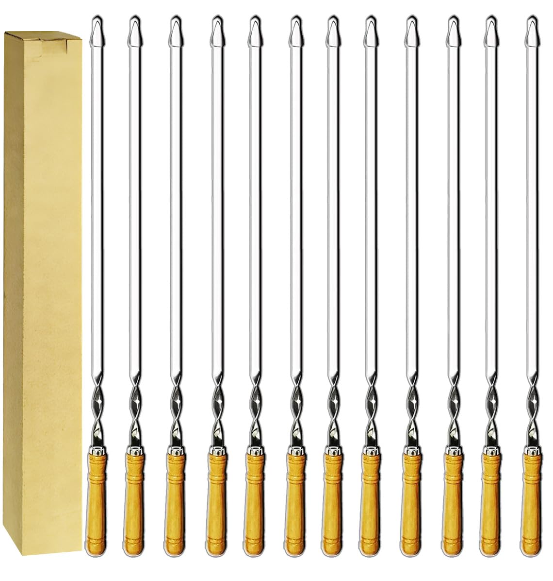 Antallcky 22" Stainless Steel Barbecue Grilling Skewers, Reusable Kebab NEW