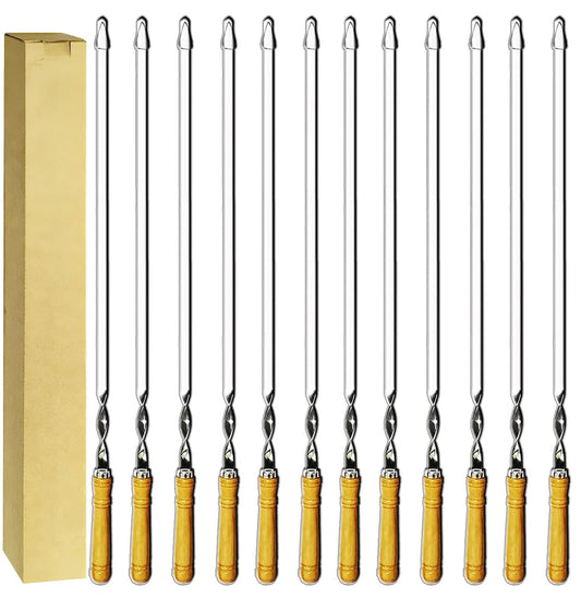 Antallcky 22" Stainless Steel Barbecue Grilling Skewers, Reusable Kebab NEW