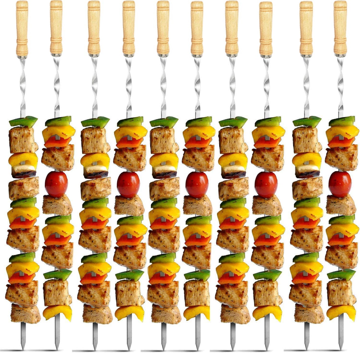 Antallcky 22" Stainless Steel Barbecue Grilling Skewers, Reusable Kebab NEW