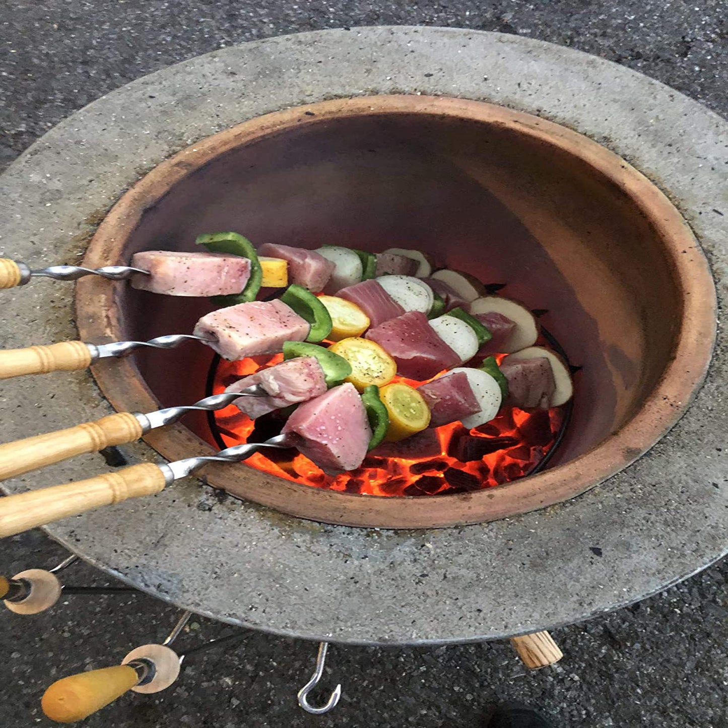 Antallcky 22" Stainless Steel Barbecue Grilling Skewers, Reusable Kebab NEW