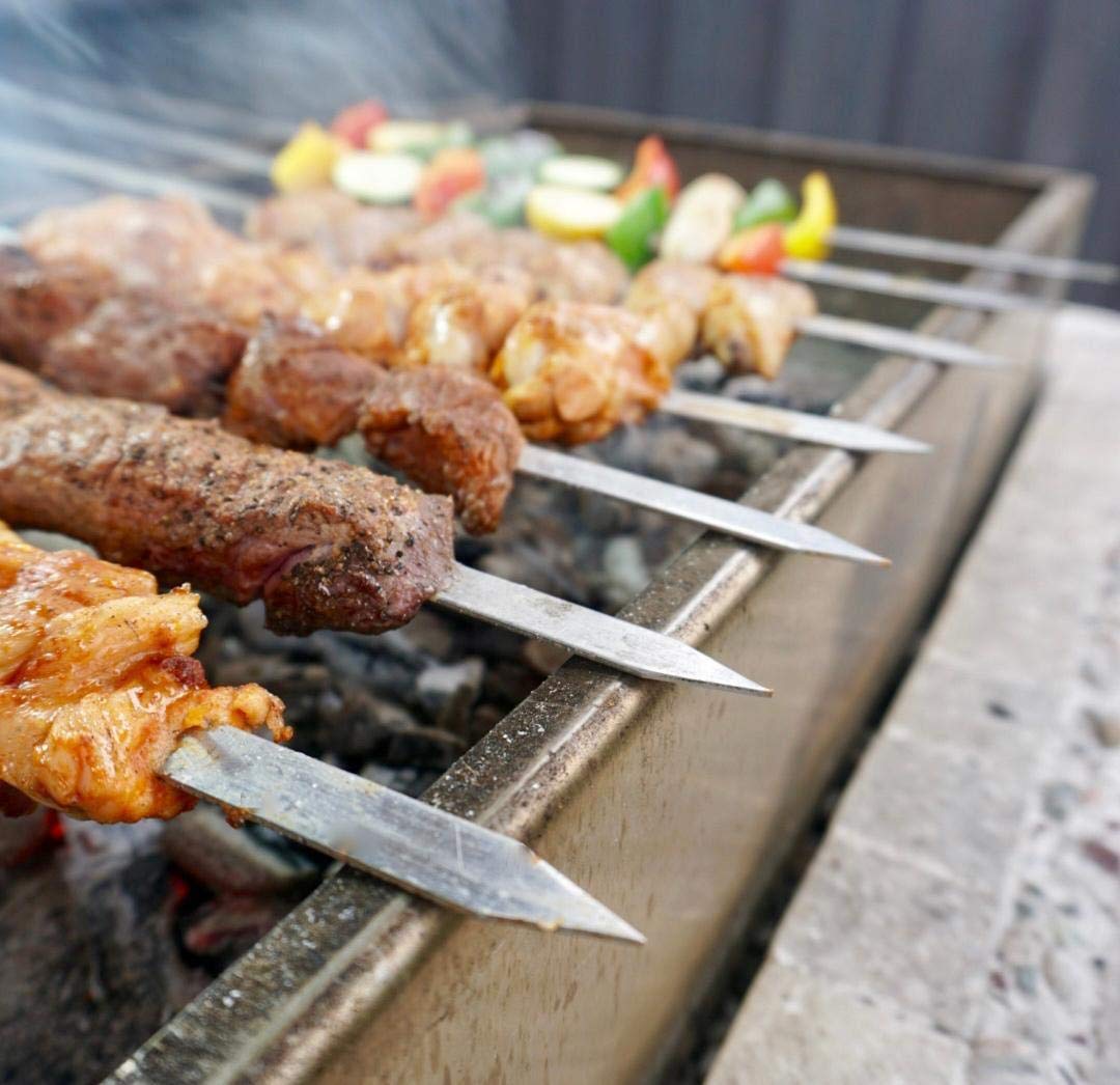 Antallcky 22" Stainless Steel Barbecue Grilling Skewers, Reusable Kebab NEW