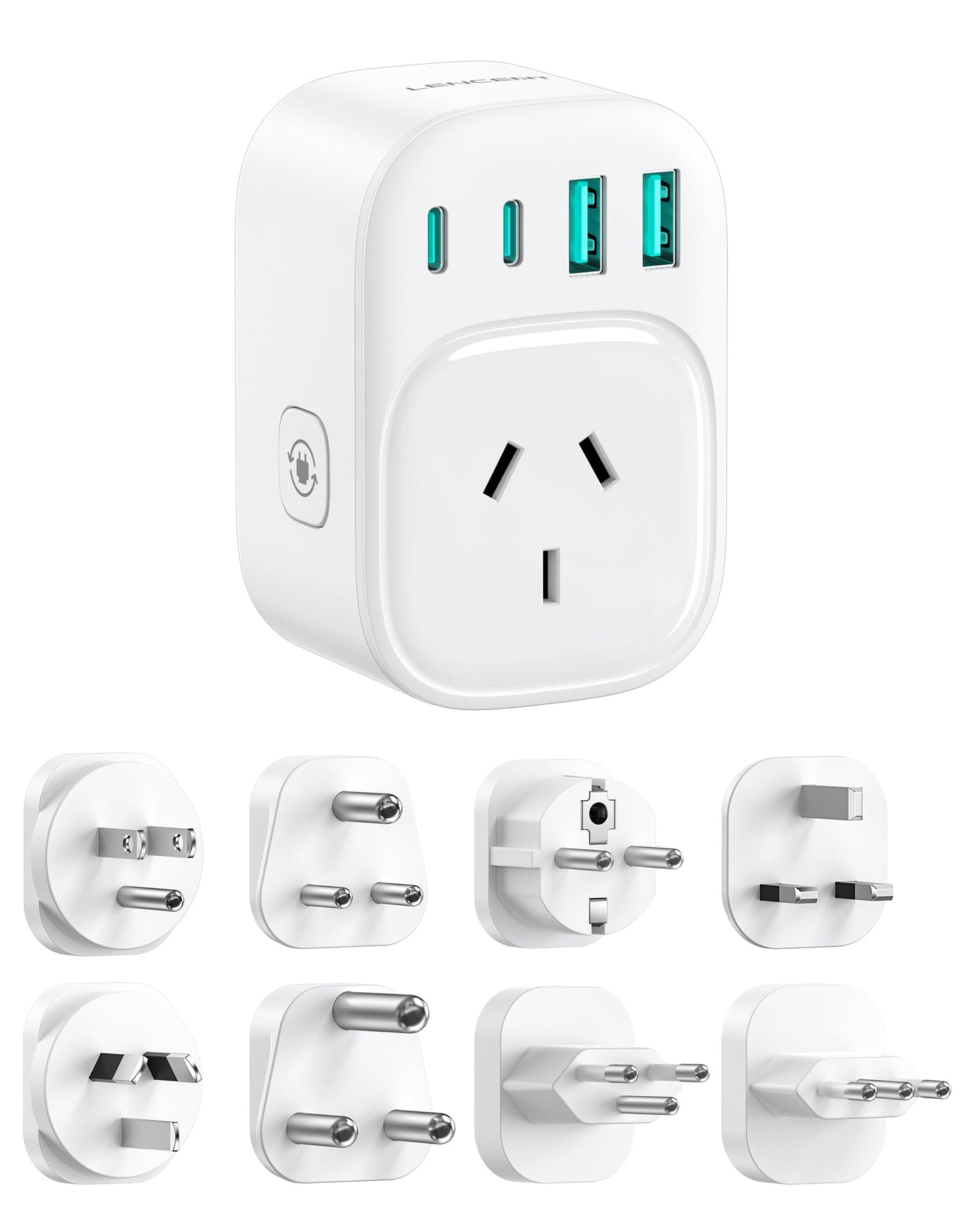 LENCENT Universal International Power Adapter Type B/E/F/D/G/I/L/M/N White NEW
