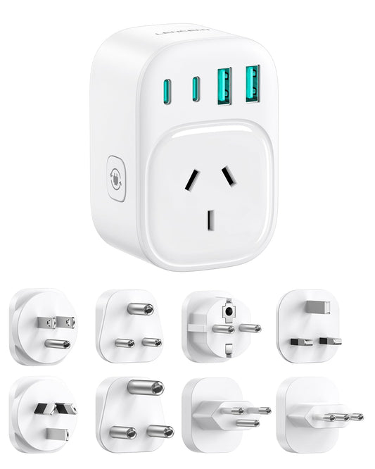 LENCENT Universal International Power Adapter Type B/E/F/D/G/I/L/M/N White NEW
