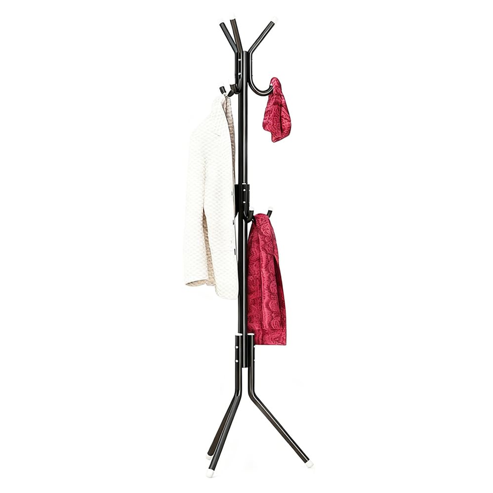 Freestanding Coat Rack with 9 Hooks Standing Clothes Hanger Tree Black NEW