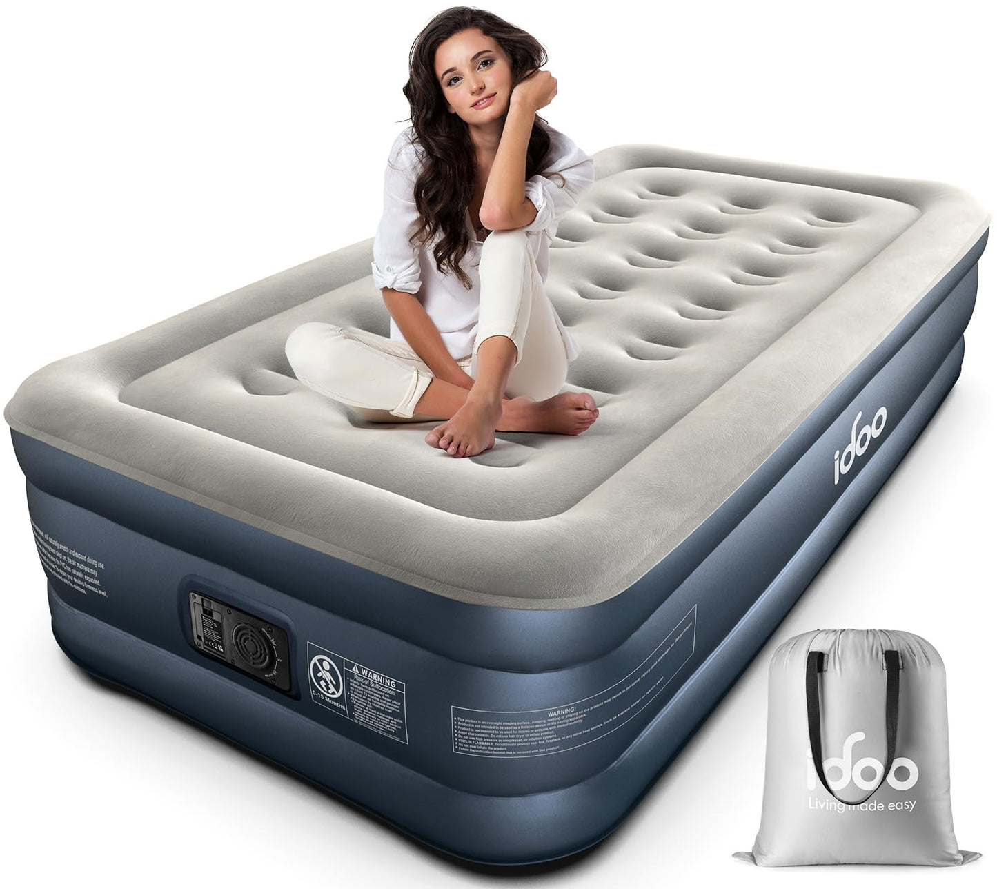 iDOO Single Inflatable Air Bed with Built-in Electric Pump Self-Inflation DEMO