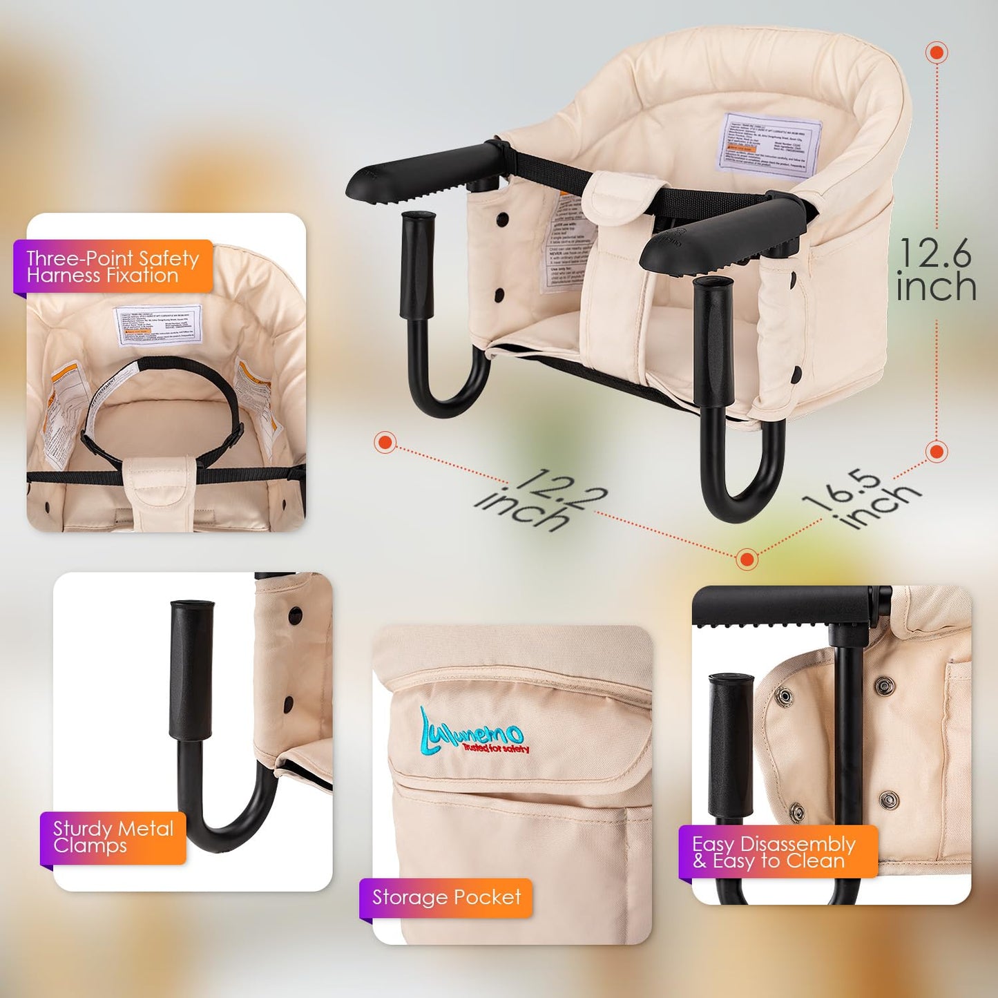 lulunemo Portable Foldable Booster Seat for Babies and Toddlers 6-36 Months NEW