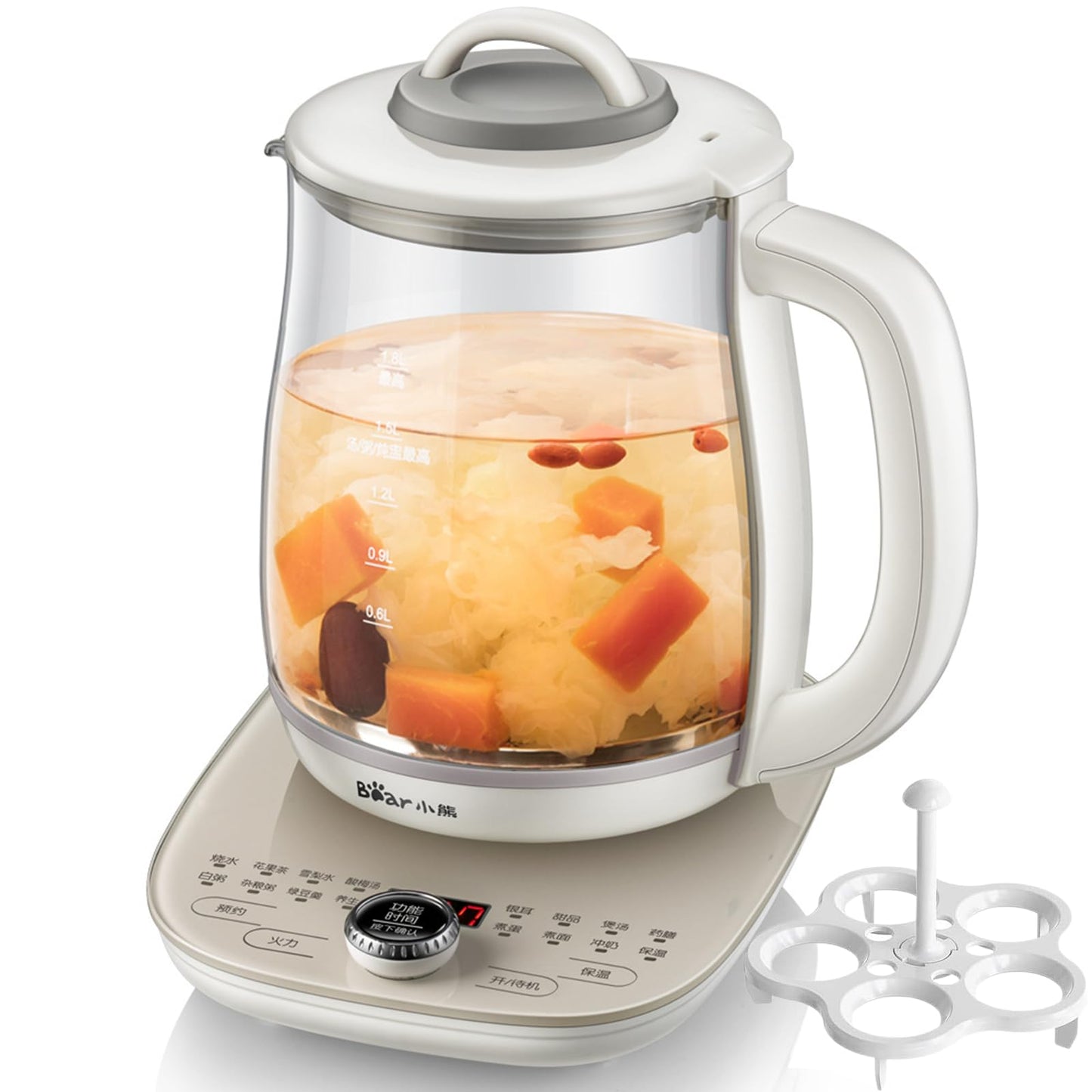 BEAR 1.8L Glass Electric Kettle with Stainless Steel Tea Infuser Beige NEW