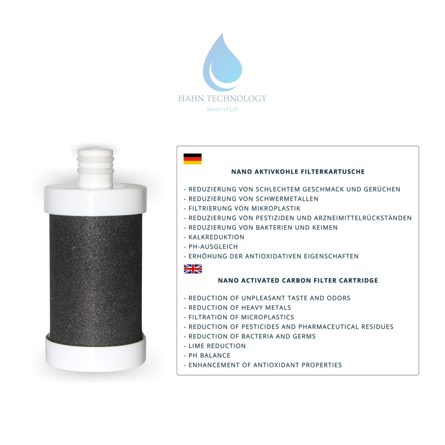 HAHN Technology Stainless Steel Tap Water Filter with Activated Carbon NEW