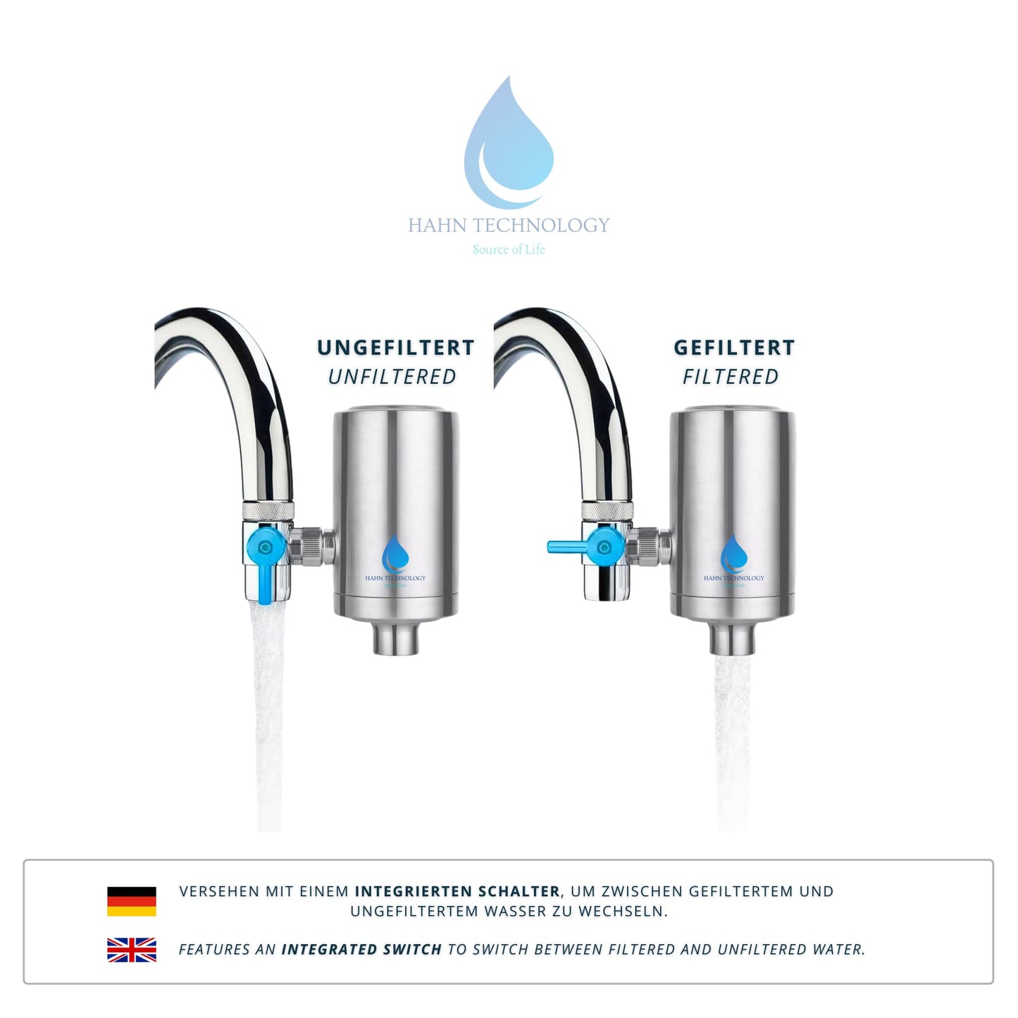 HAHN Technology Stainless Steel Tap Water Filter with Activated Carbon NEW