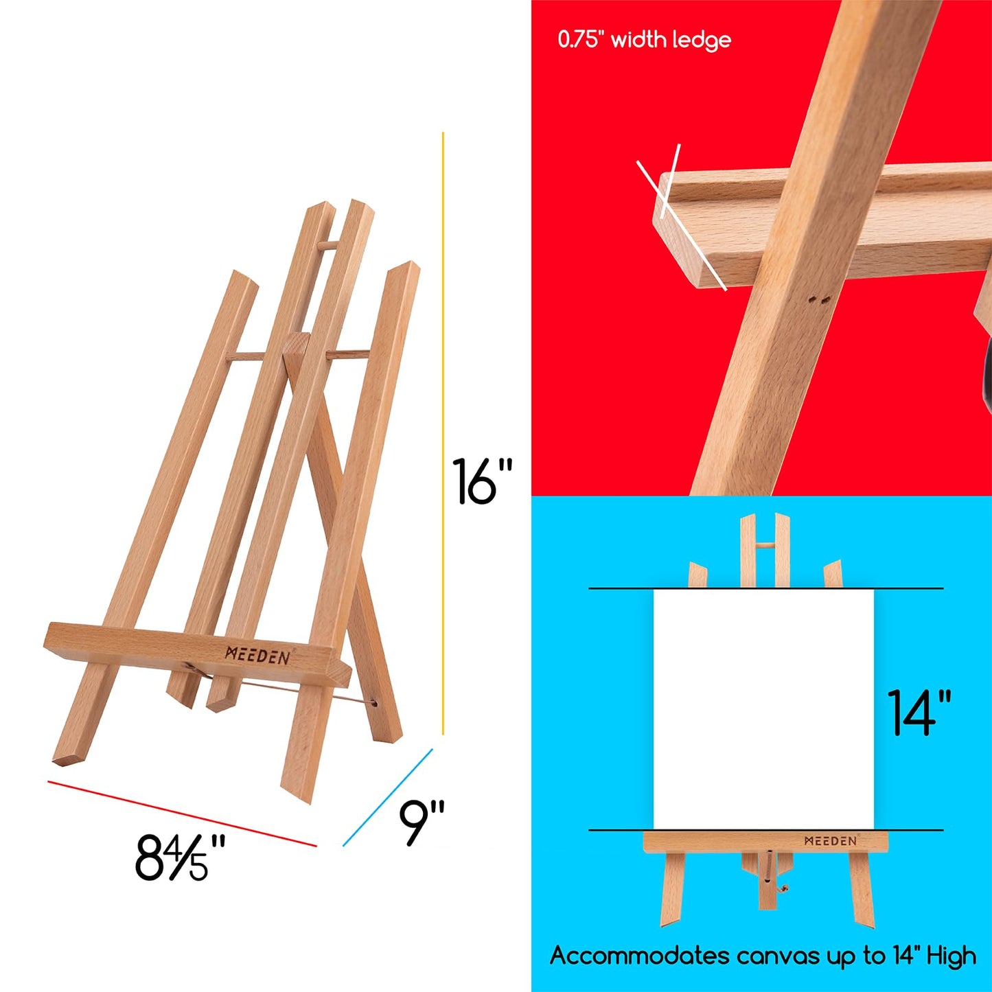 MEEDEN 12-Pack 16" Beech Wood Tabletop Easels for Painting Display Natural NEW