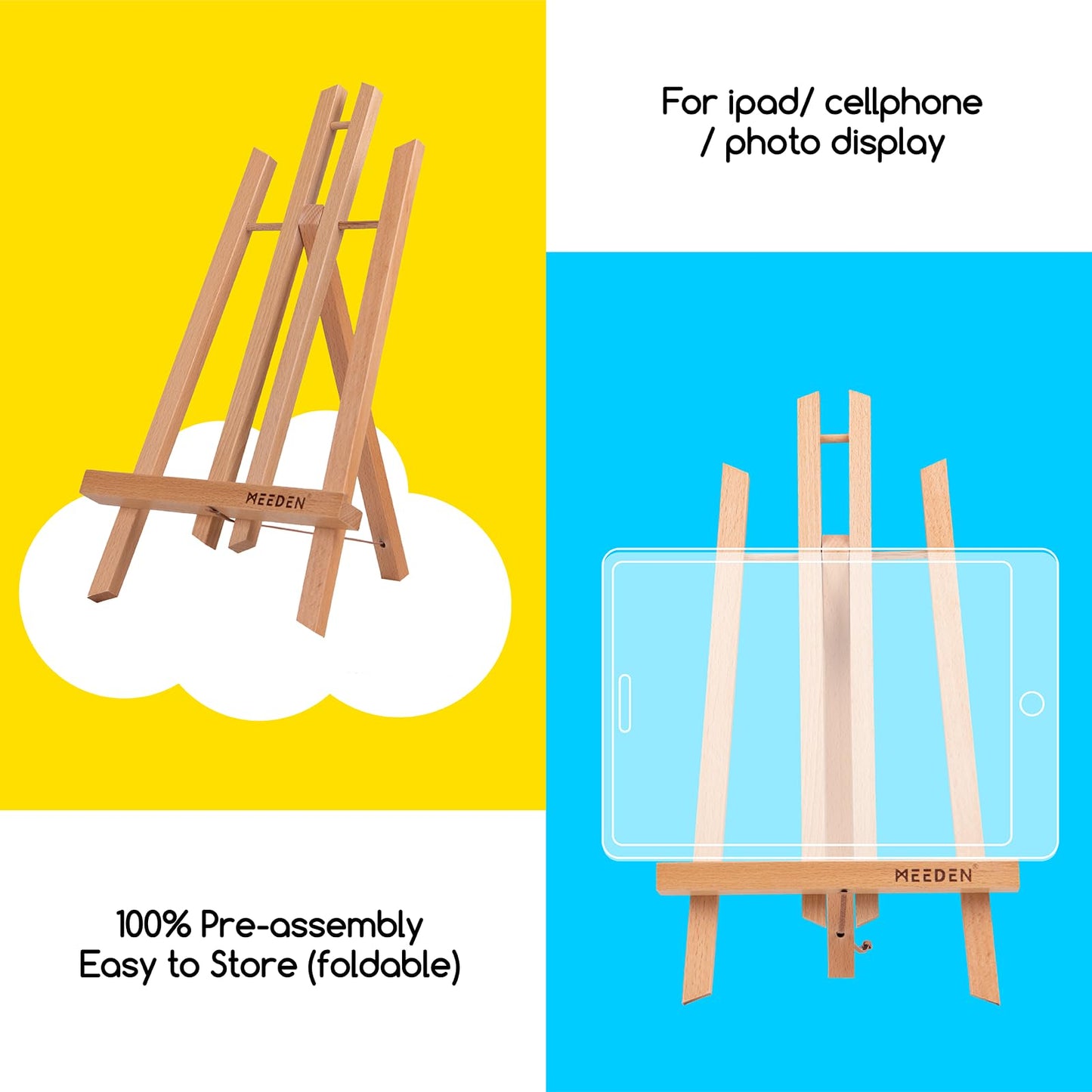 MEEDEN 12-Pack 16" Beech Wood Tabletop Easels for Painting Display Natural NEW