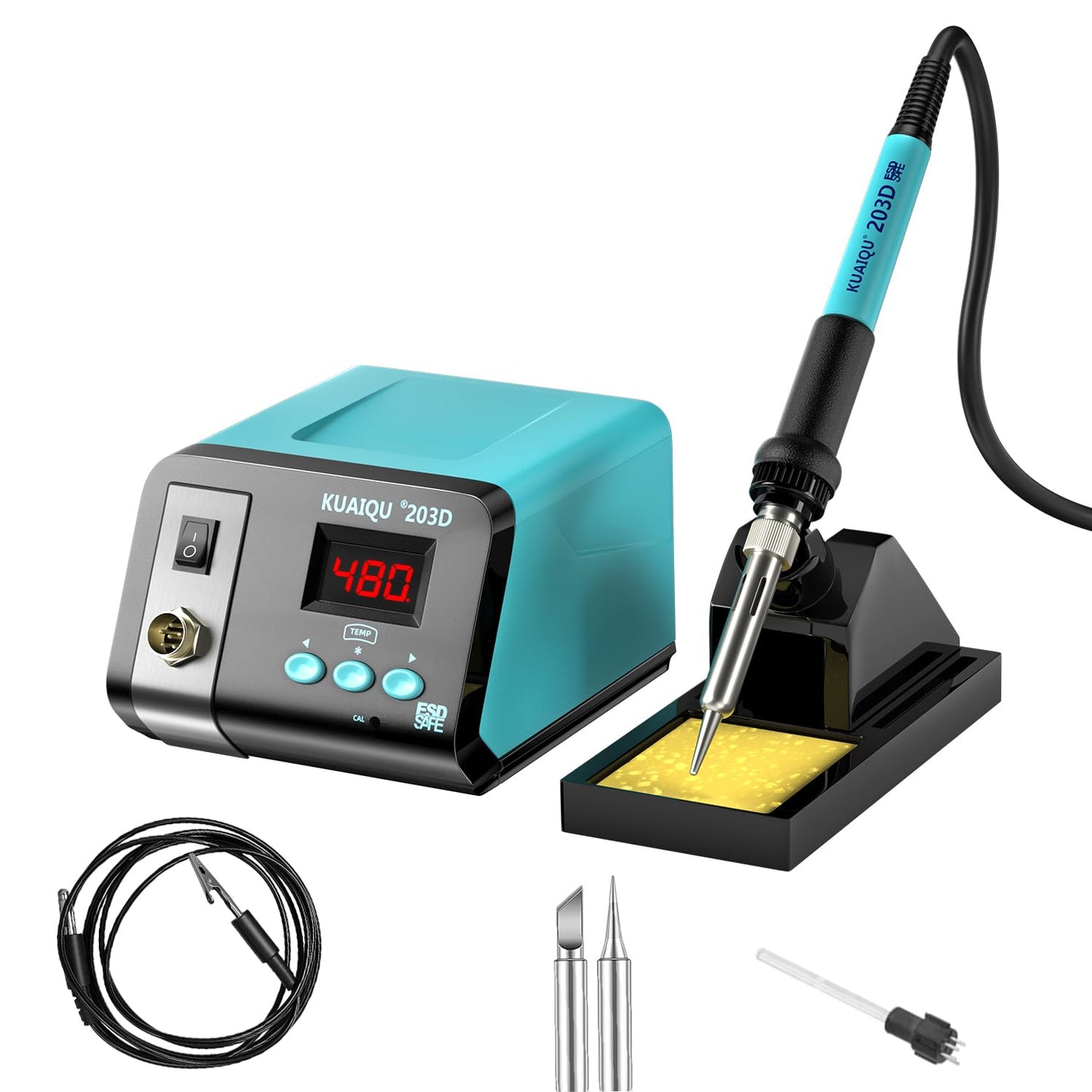 KUAIQU 75W Digital Teal Soldering Station Anti-static Iron Kit for NEW