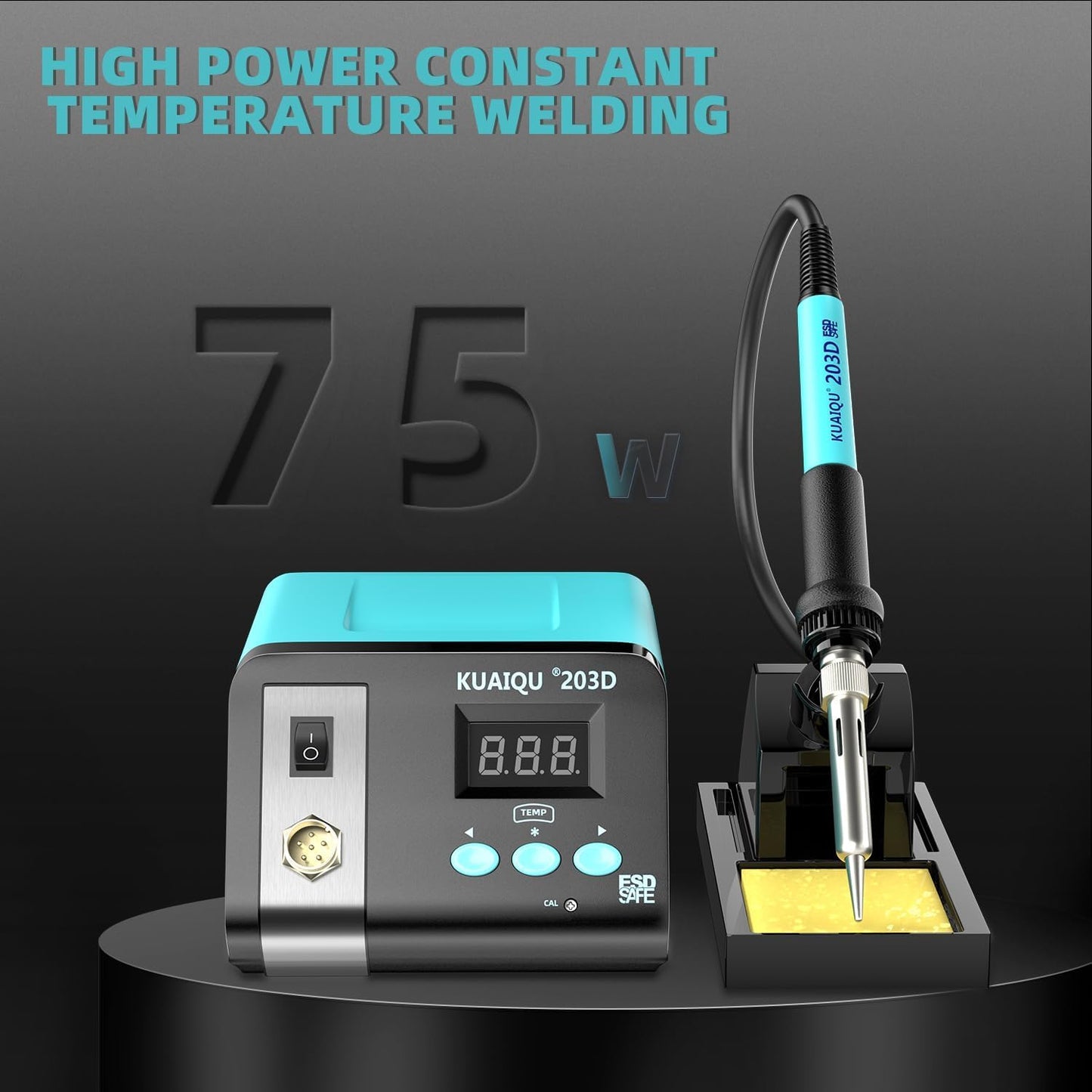 KUAIQU 75W Digital Teal Soldering Station Anti-static Iron Kit for NEW