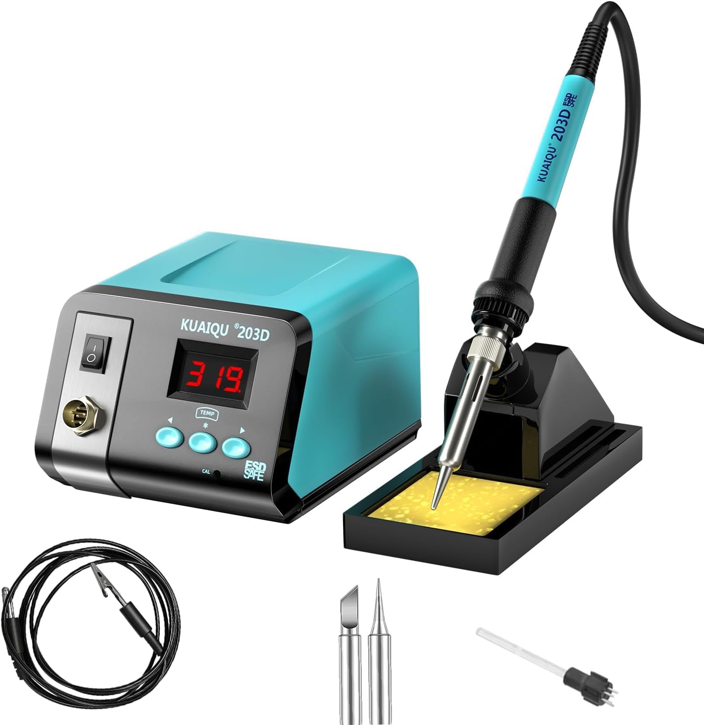 KUAIQU 75W Digital Teal Soldering Station Anti-static Iron Kit for NEW