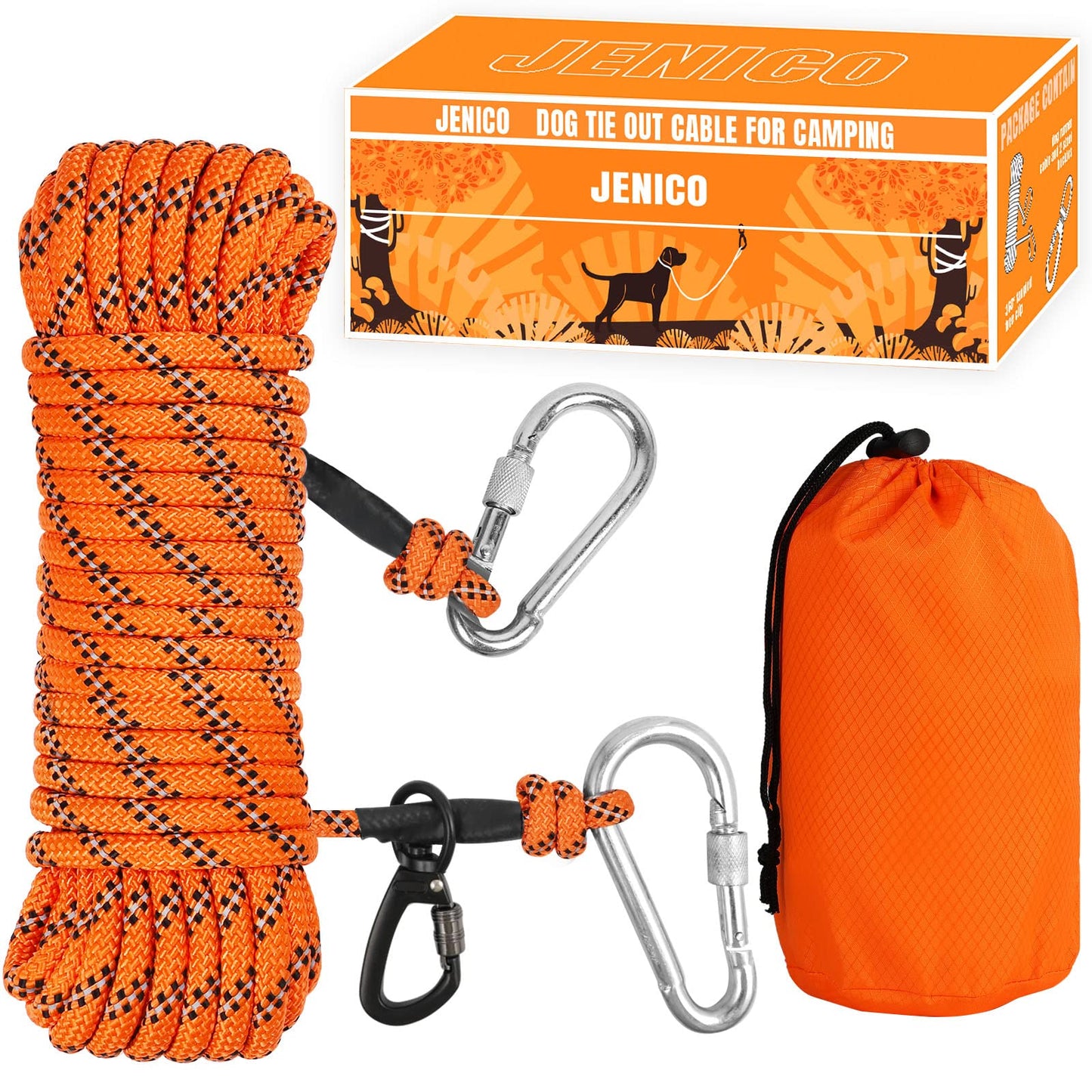 Jenico 50FT Reflective Overhead Tie-Out Cable for Camping Outdoor Dog Leash NEW