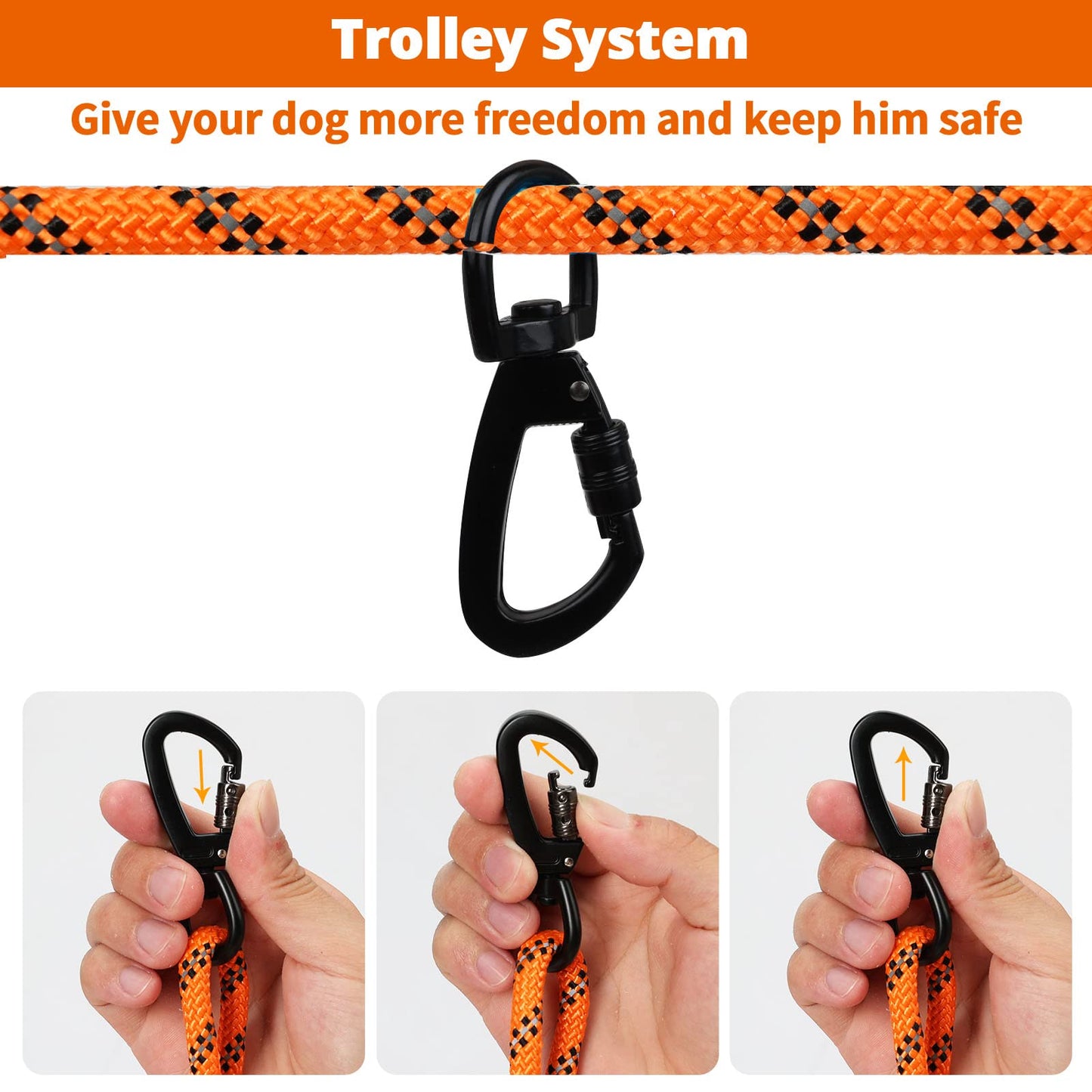 Jenico 50FT Reflective Overhead Tie-Out Cable for Camping Outdoor Dog Leash NEW