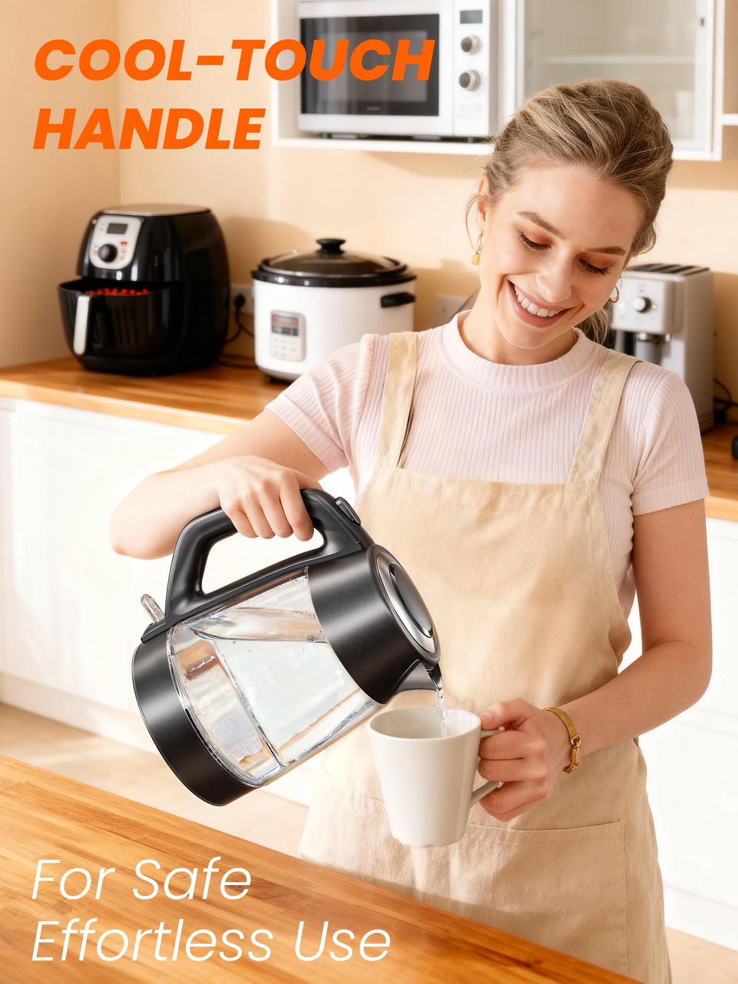 1.7L Glass Electric Kettle with Stainless Steel Filter Spout - 2200W Clear NEW