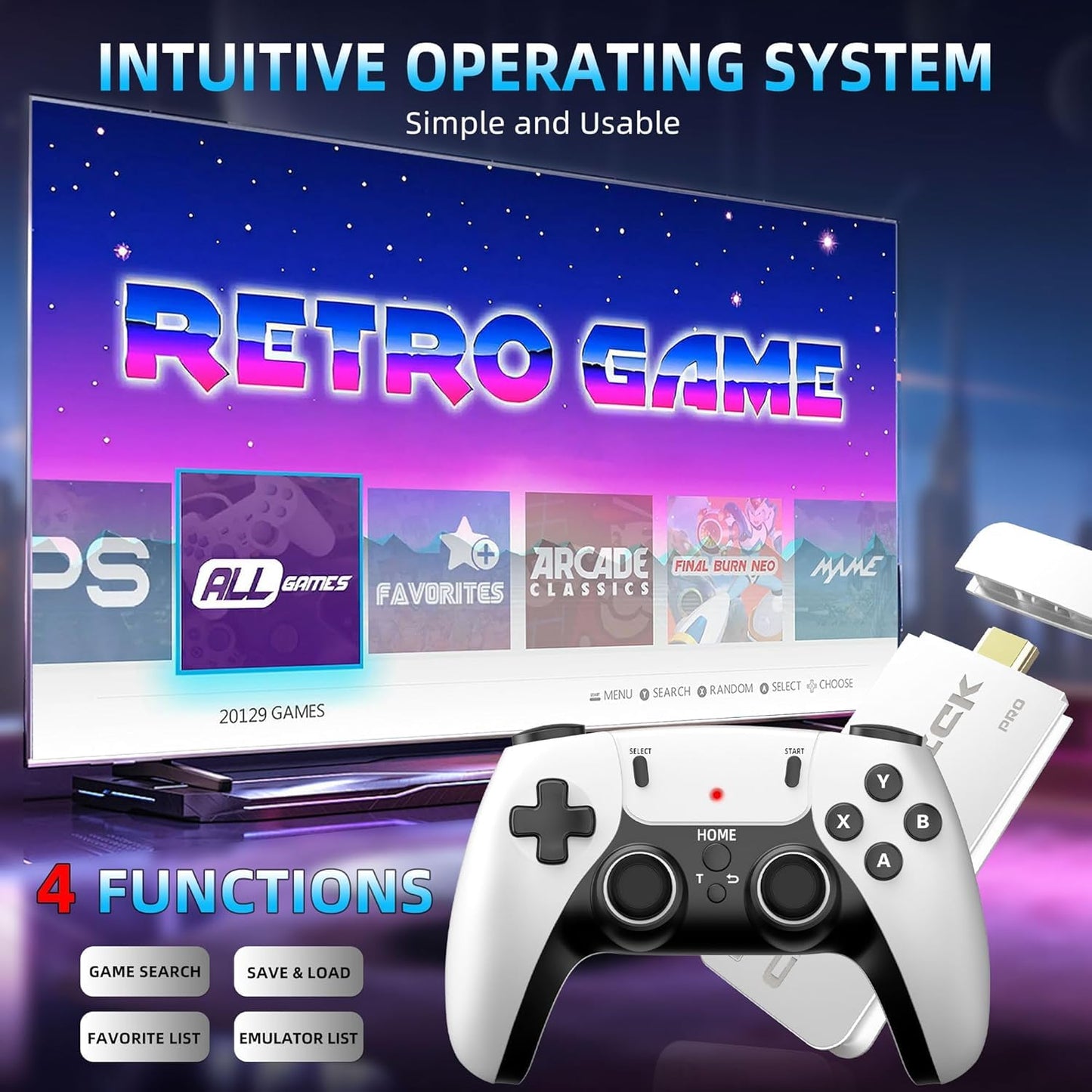 4K White Gaming Console with 64GB Storage, Wireless Controller for Gamers NEW