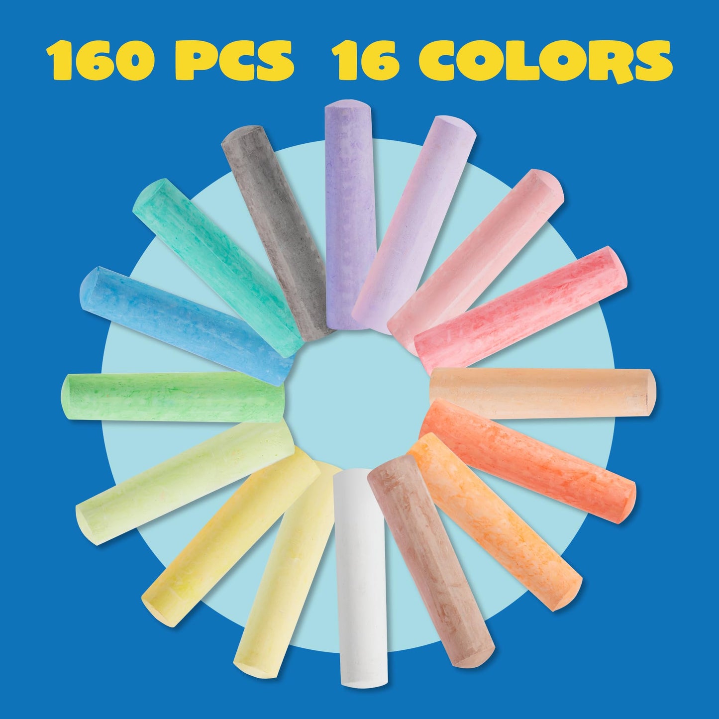 JOYIN Washable Jumbo Sidewalk Chalks Set 160pcs Multi Color Outdoor Art NEW