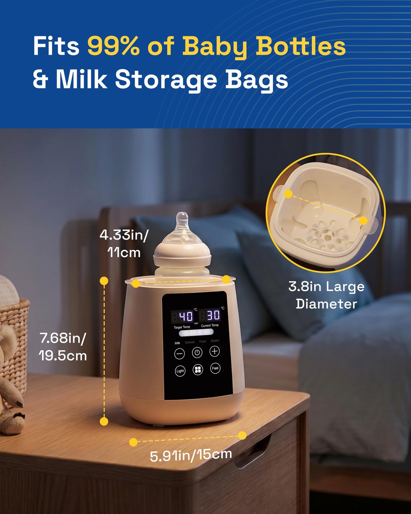 White Multi-Function Bottle Warmer with Fast Heating for Baby NEW
