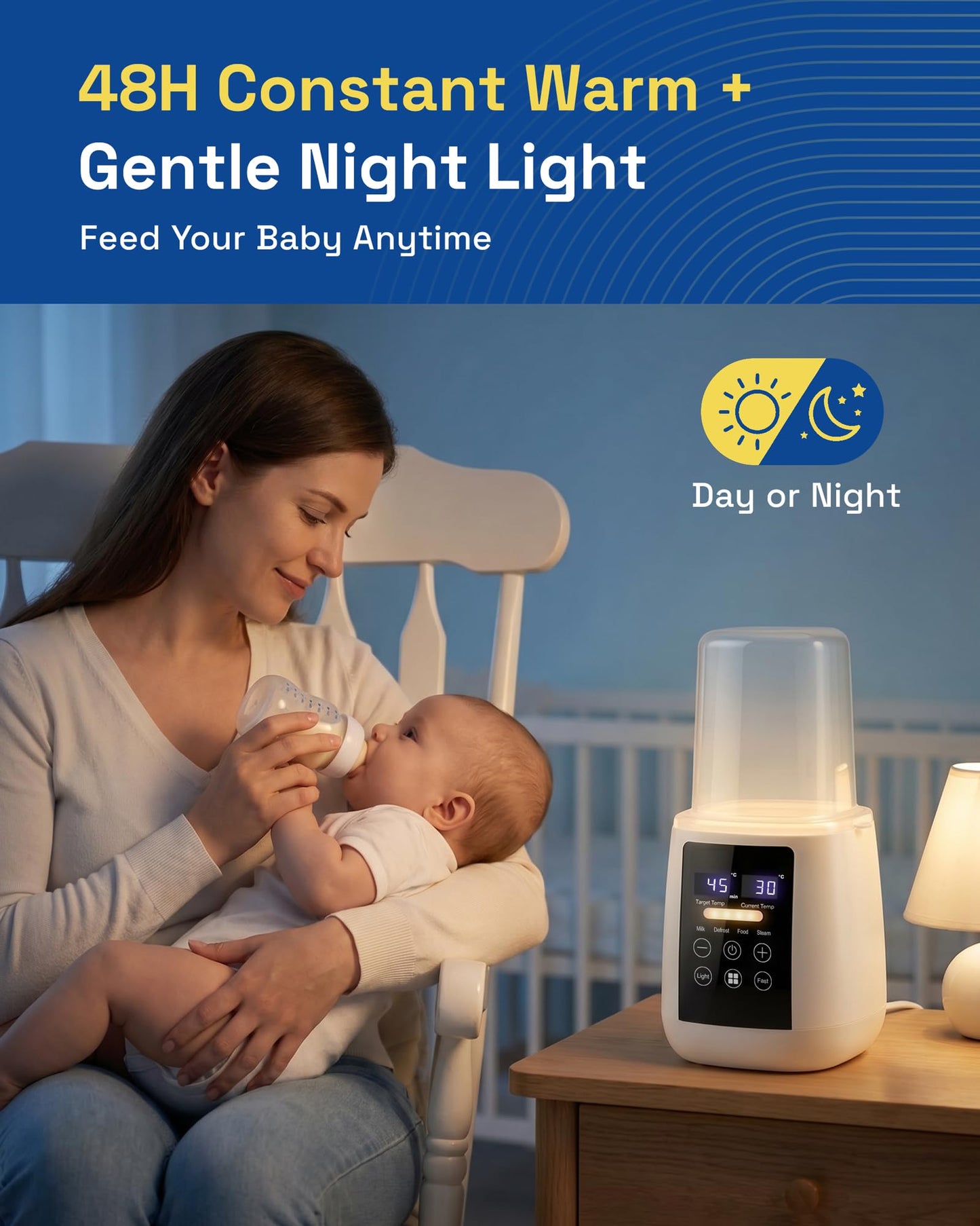 White Multi-Function Bottle Warmer with Fast Heating for Baby NEW