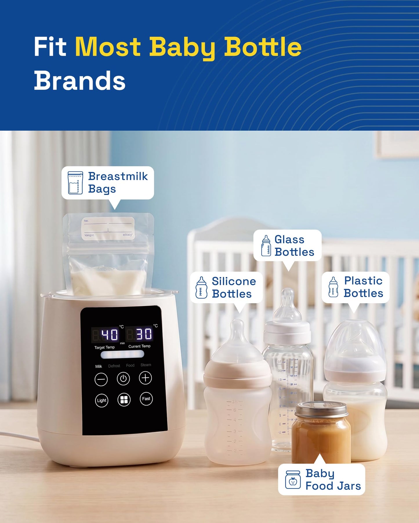 White Multi-Function Bottle Warmer with Fast Heating for Baby NEW