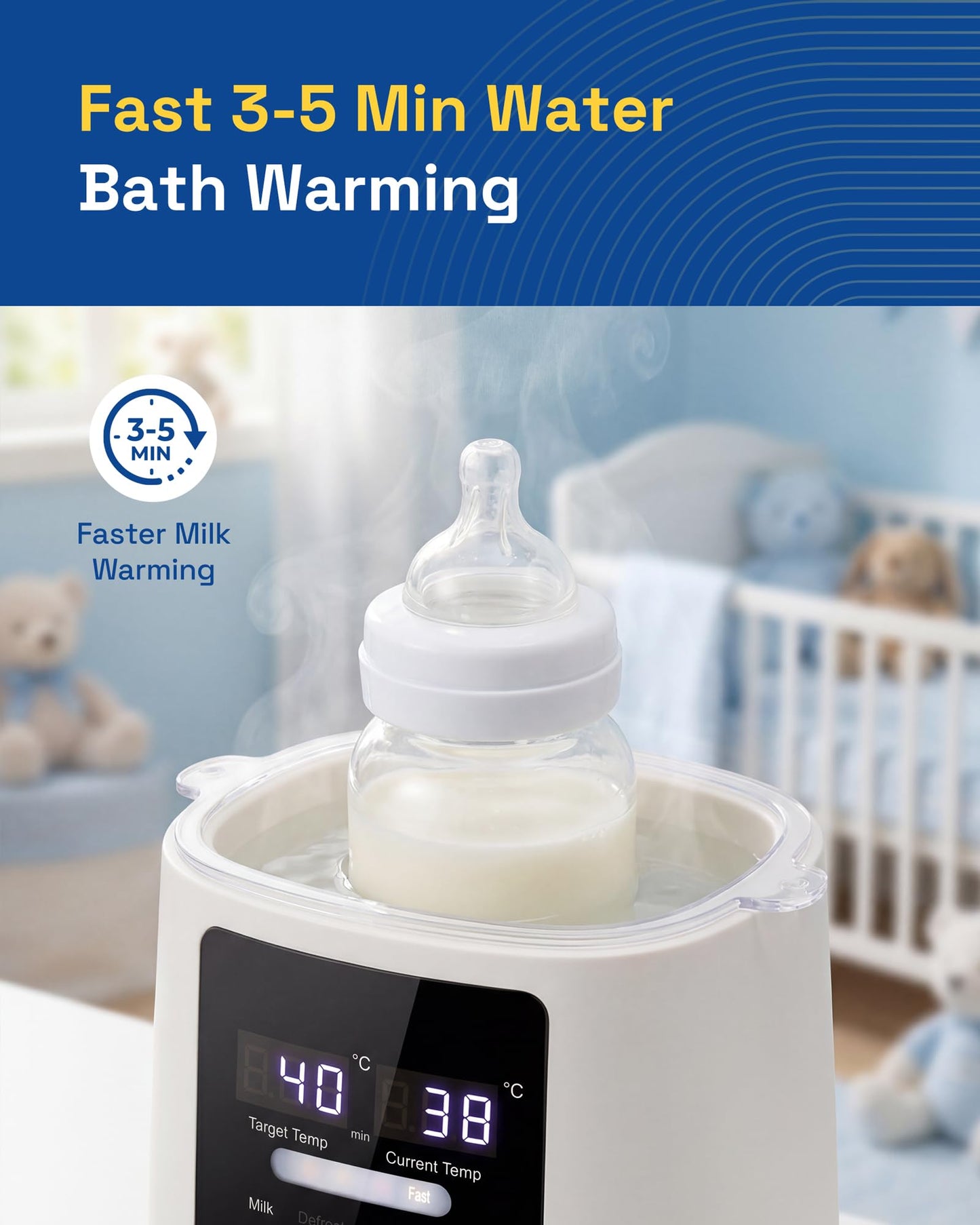 White Multi-Function Bottle Warmer with Fast Heating for Baby NEW
