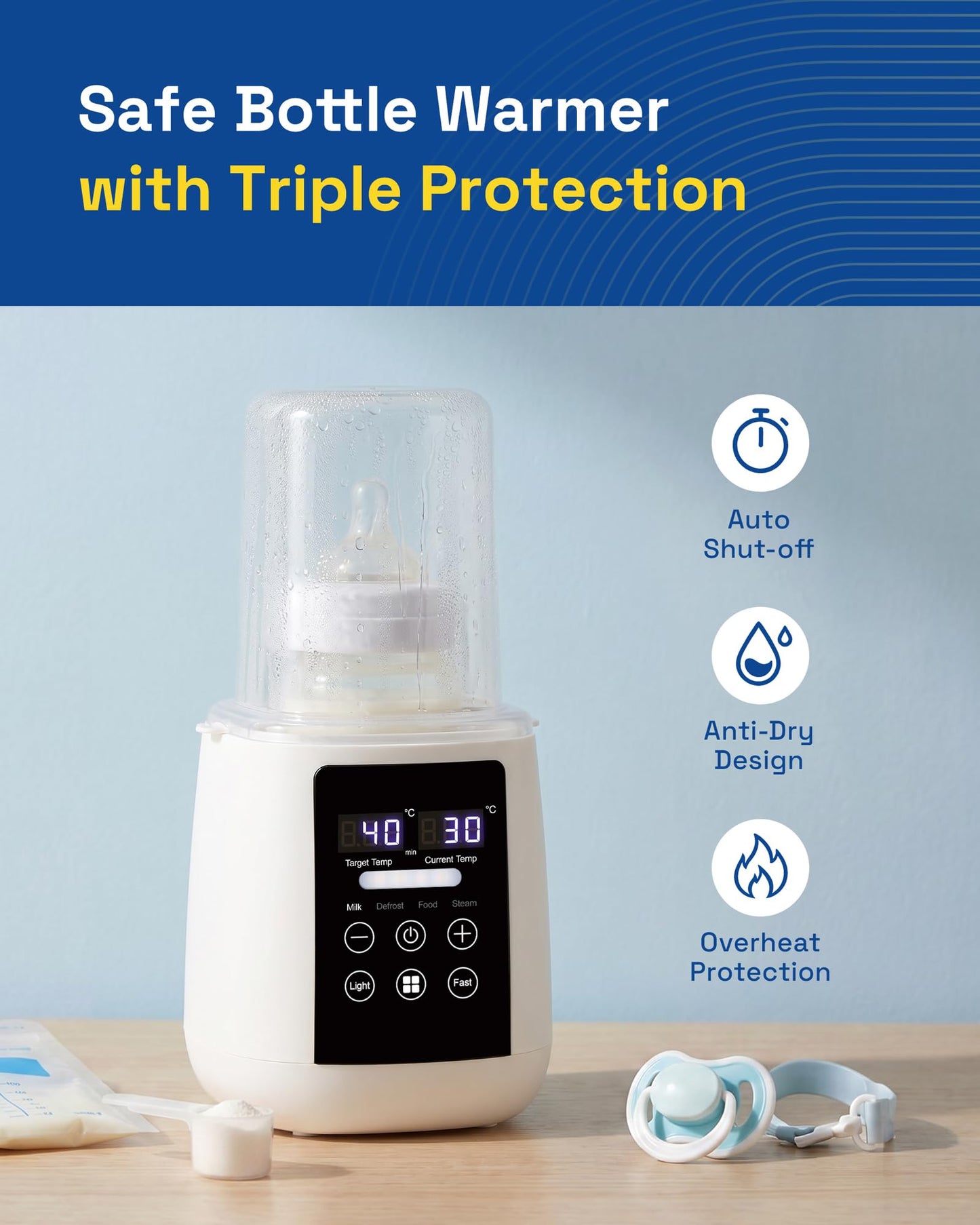 White Multi-Function Bottle Warmer with Fast Heating for Baby NEW