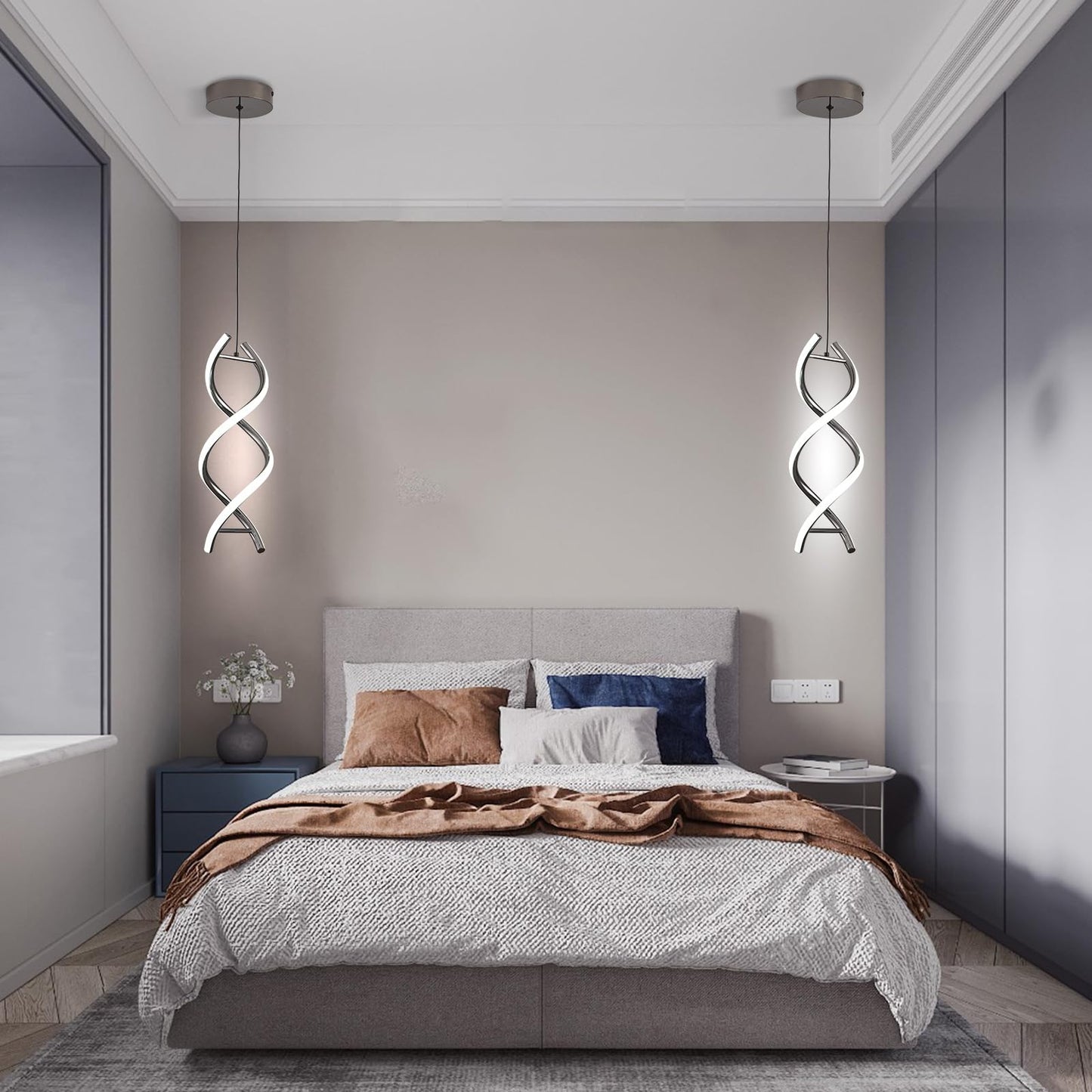 Geadi Modern Spiral LED Pendant Light Chandelier Adjustable White Lighting DEMO