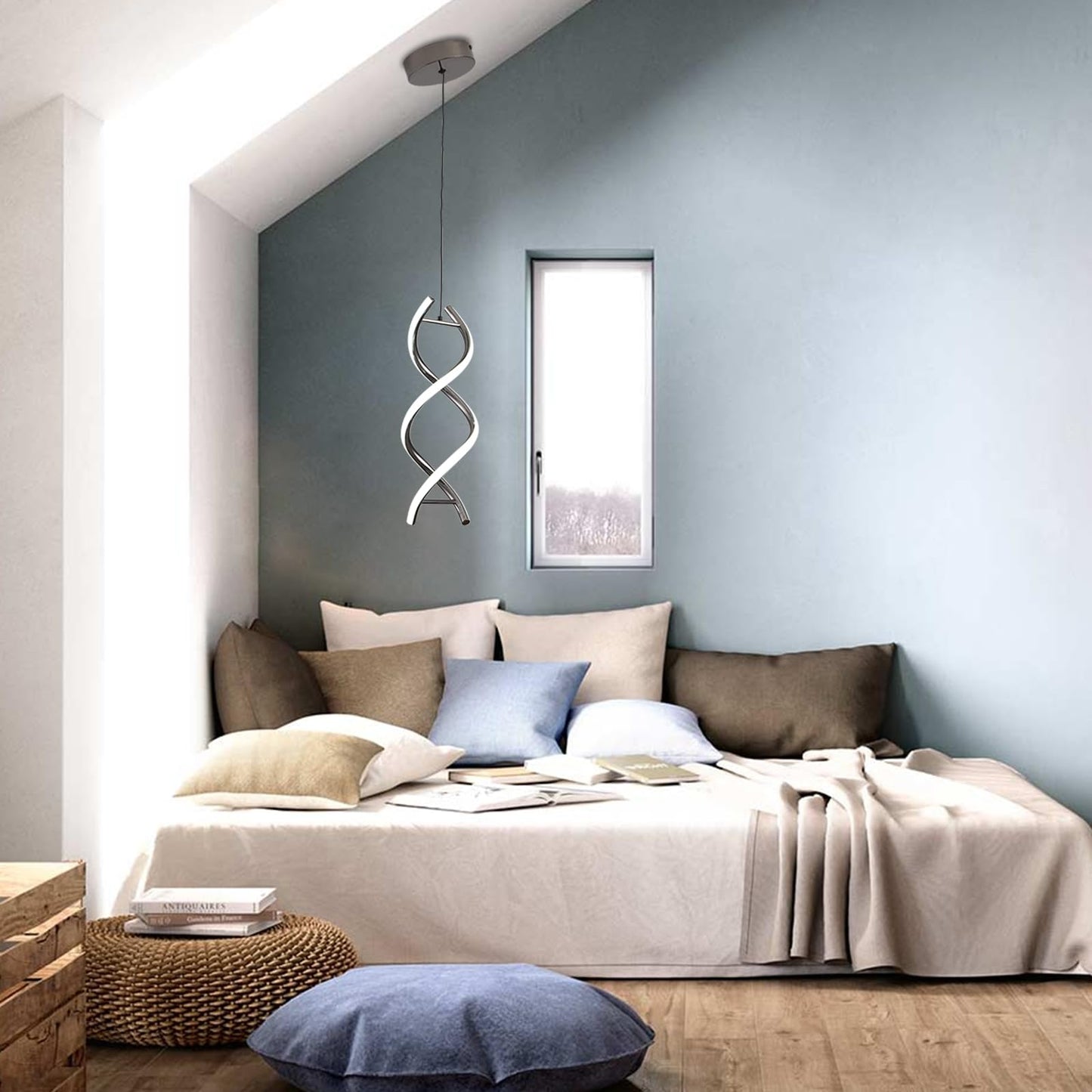 Geadi Modern Spiral LED Pendant Light Chandelier Adjustable White Lighting DEMO