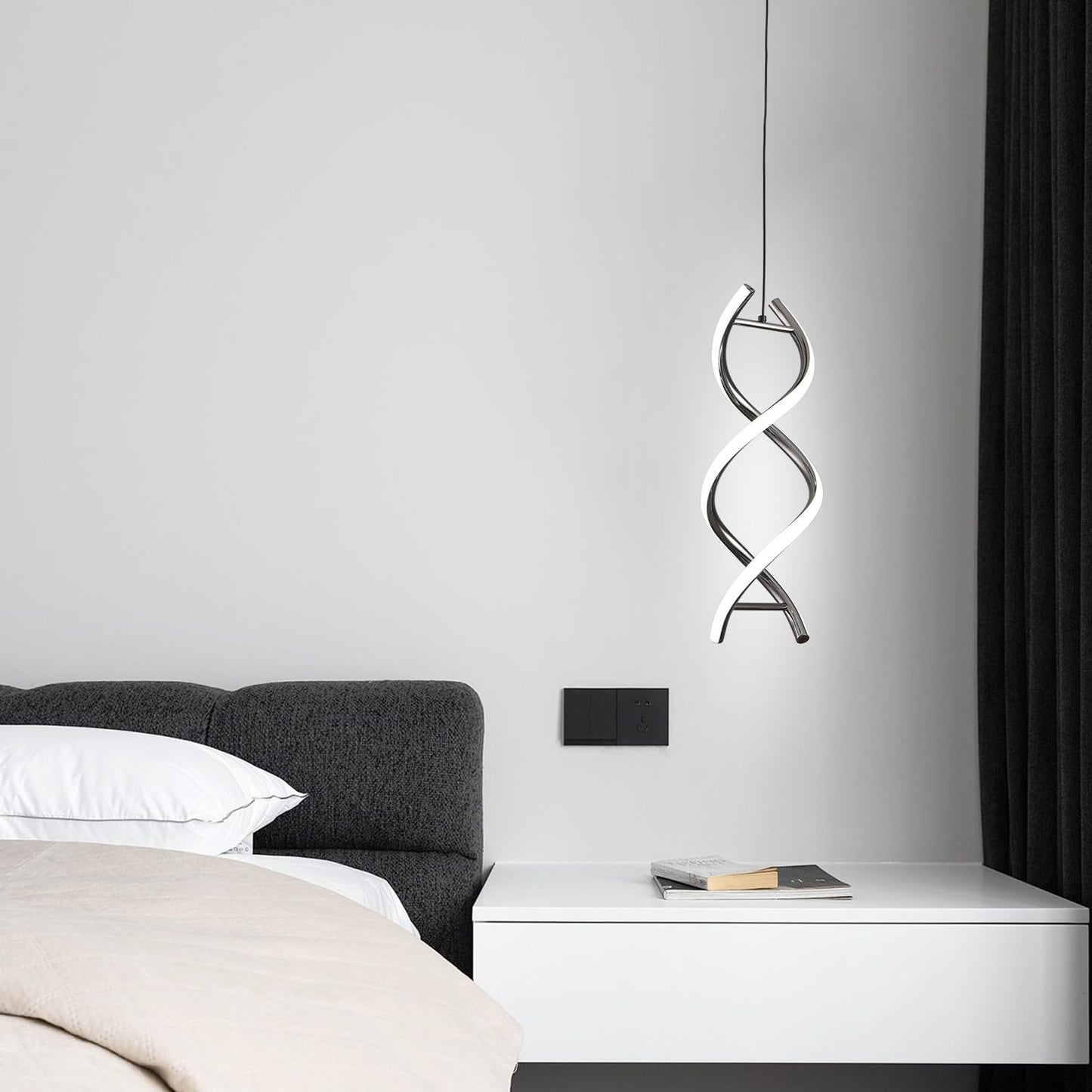 Geadi Modern Spiral LED Pendant Light Chandelier Adjustable White Lighting DEMO