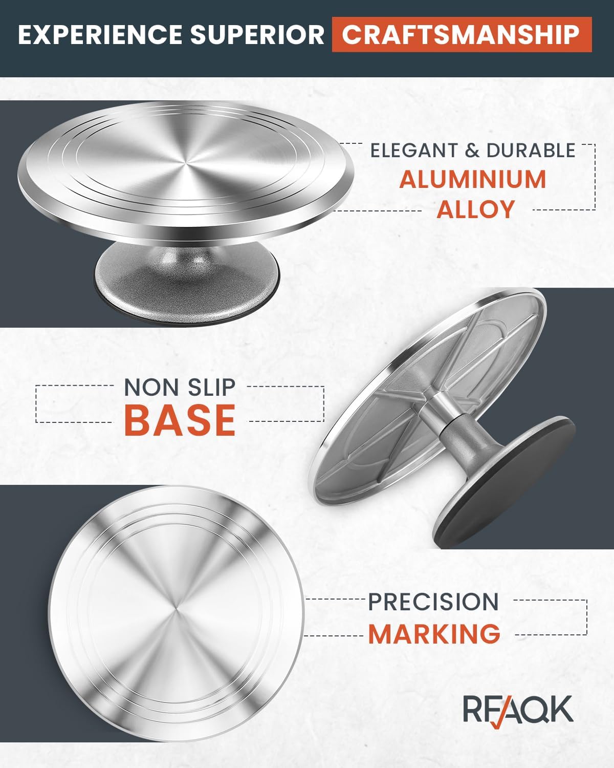 RFAQK 12 Inch Aluminum Revolving Cake Decorating Turntable Stand for Baking NEW