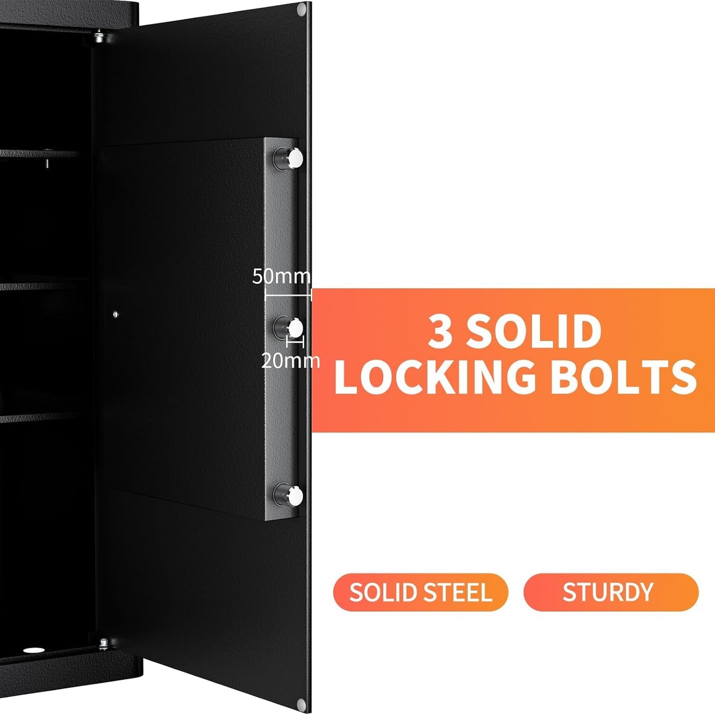 WASJOYE 72L Steel Security Cabinet Safe Box with Key Lock for Home Office DEMO
