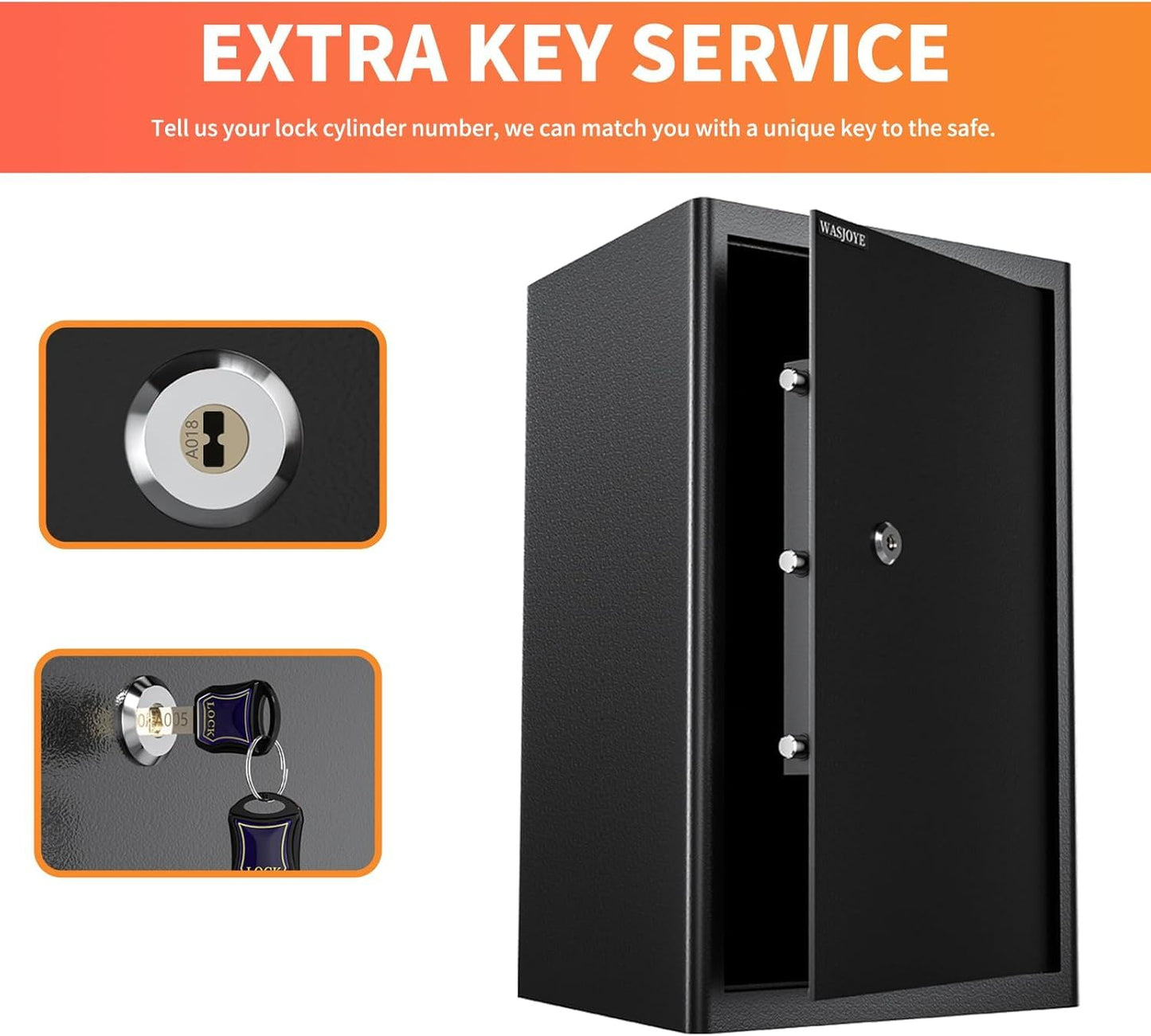 WASJOYE 72L Steel Security Cabinet Safe Box with Key Lock for Home Office DEMO