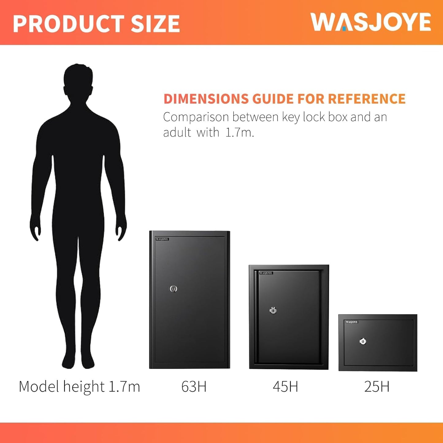 WASJOYE 72L Steel Security Cabinet Safe Box with Key Lock for Home Office DEMO