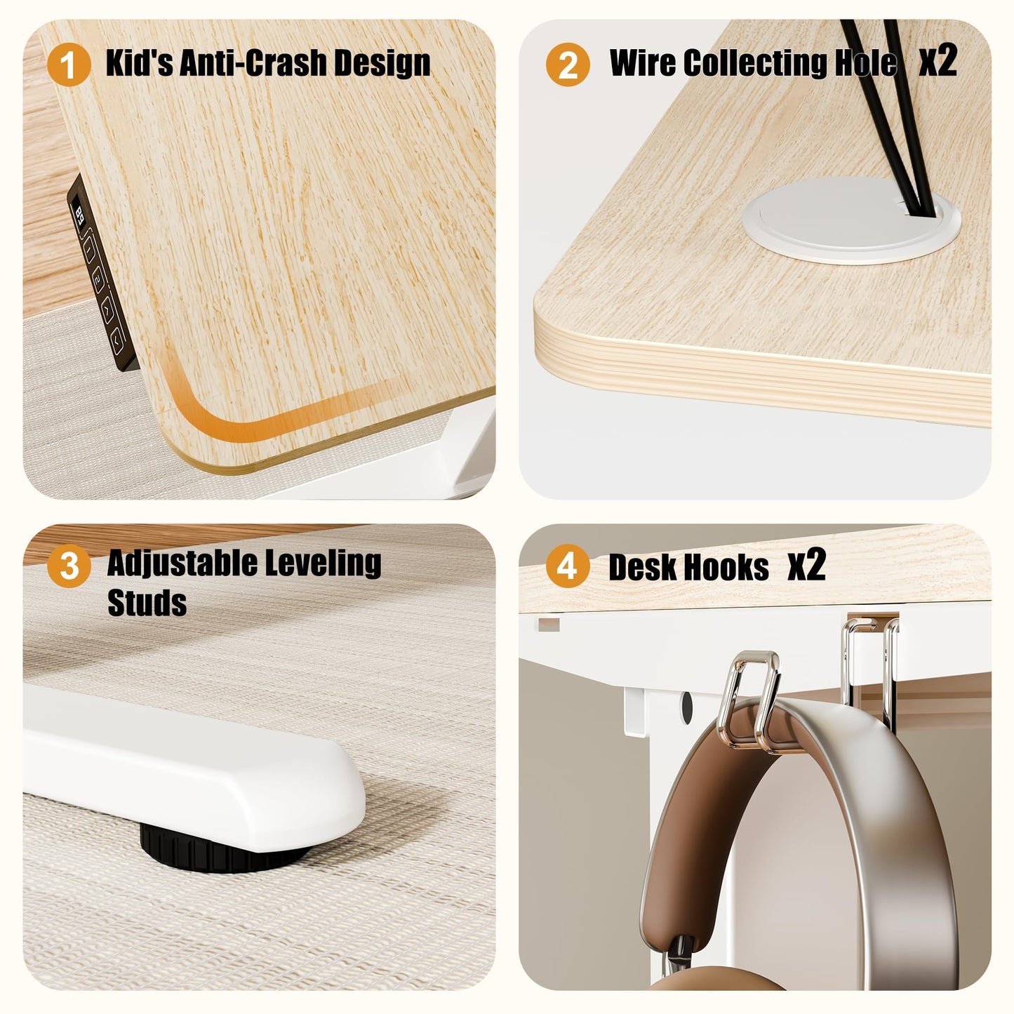 ERGOMAKER Adjustable Desks Standing Desk White & Wood 140X60cm Ergonomic NEW