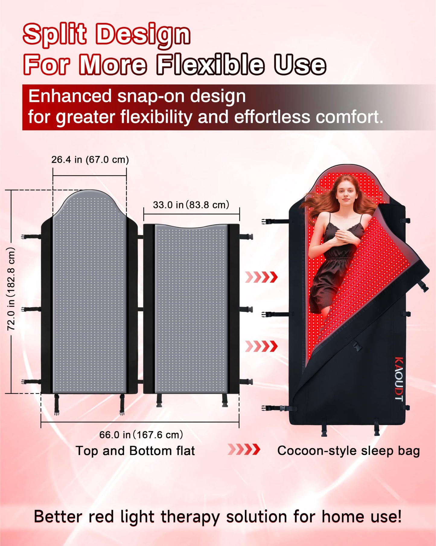 72"x33" Medical-Grade Light Therapy Mat for Full Body Pain Relief Black NEW