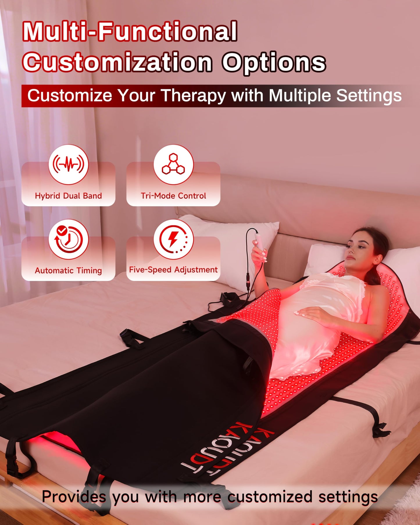 72"x33" Medical-Grade Light Therapy Mat for Full Body Pain Relief Black NEW