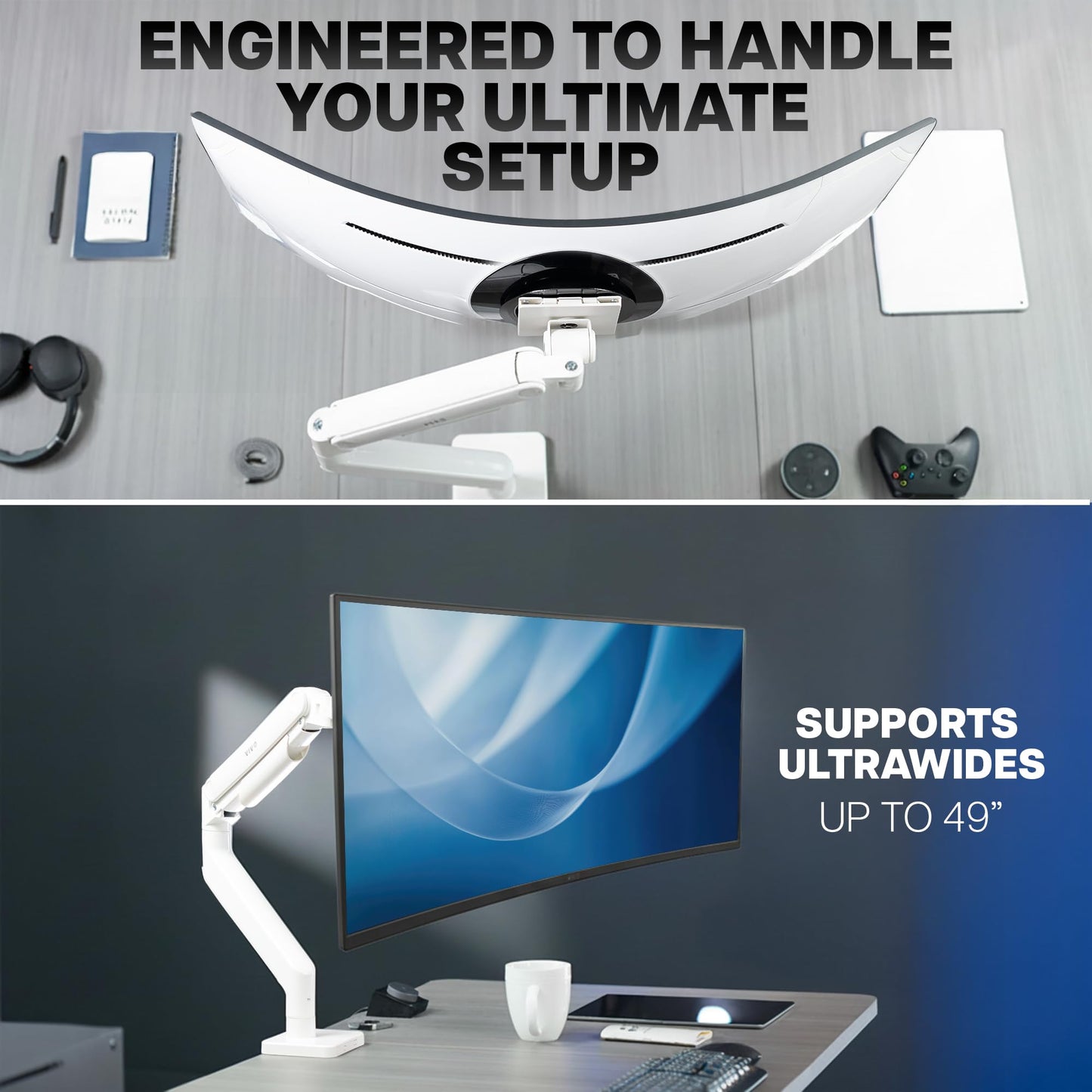 VIVO Ultrawide Monitor Tension Arm Adjustable Aluminum for 49 Inch Screens NEW